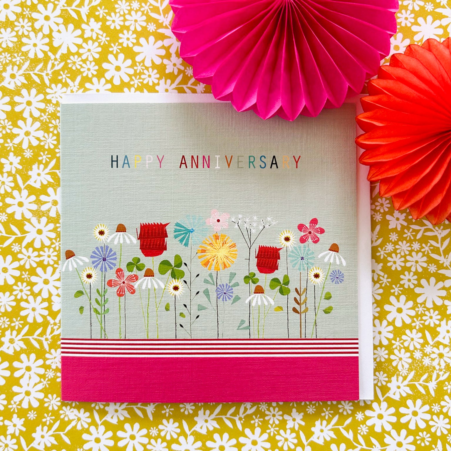 FL13 floral anniversary greetings card