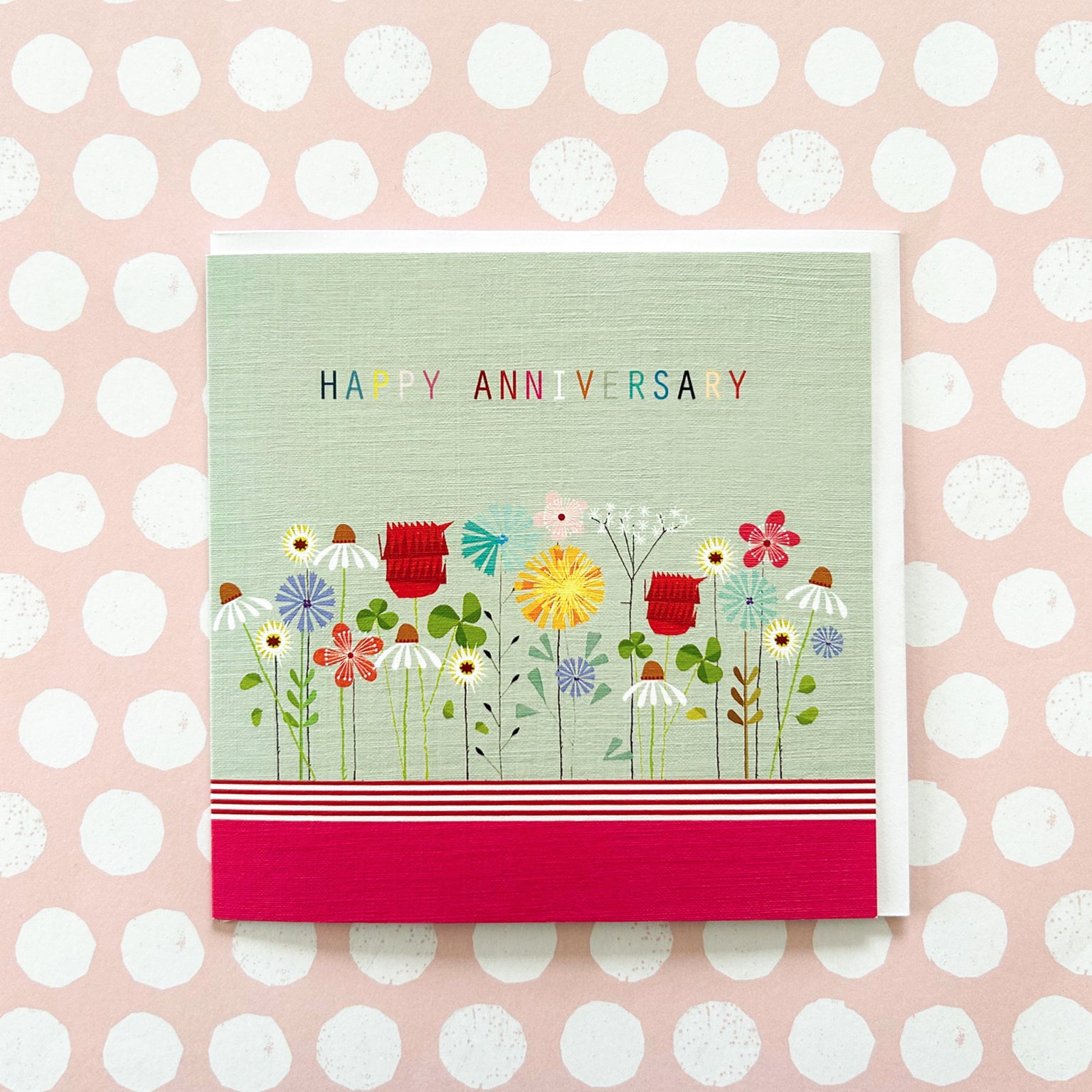 FL13 floral anniversary greetings card