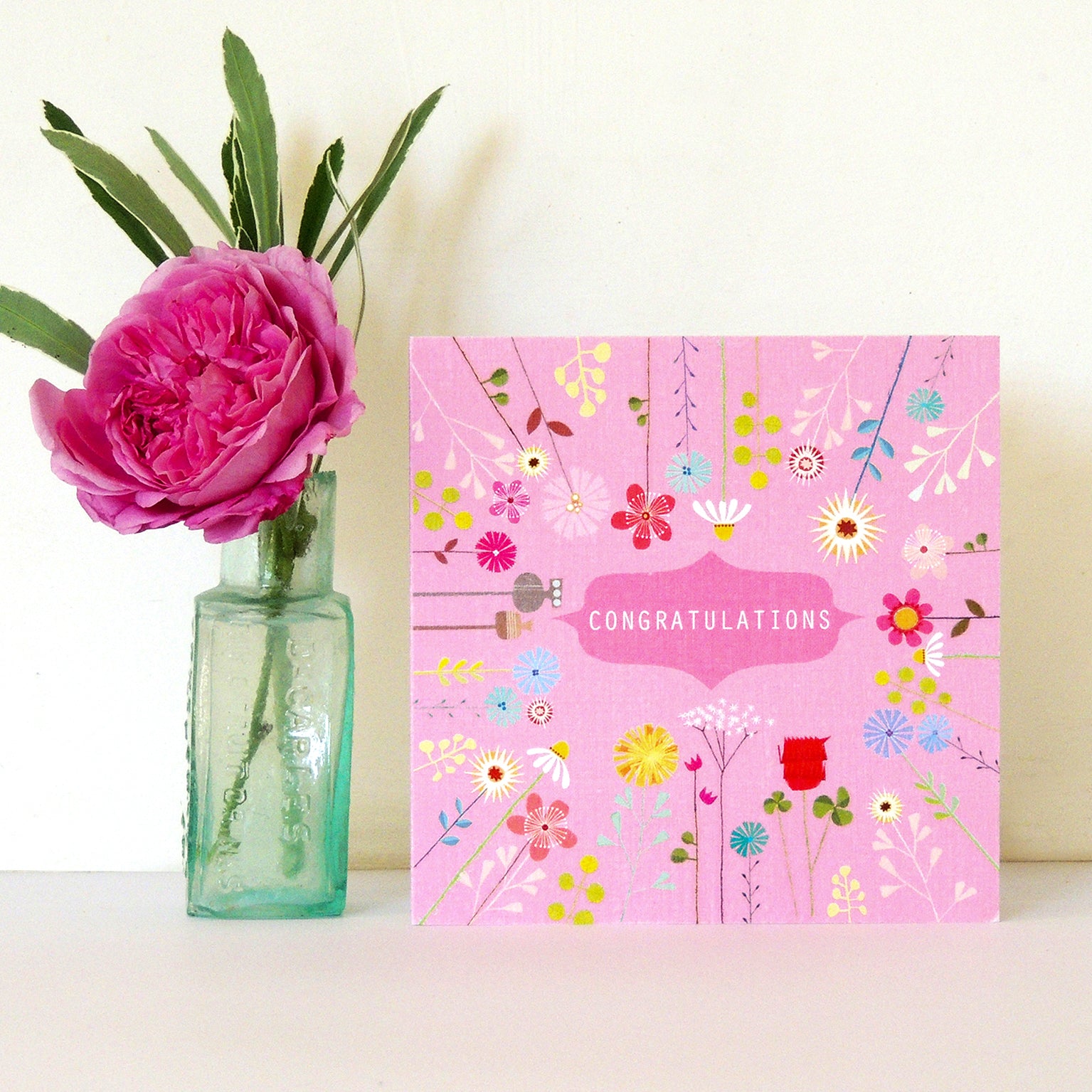 FL15 floral congratulations greetings card