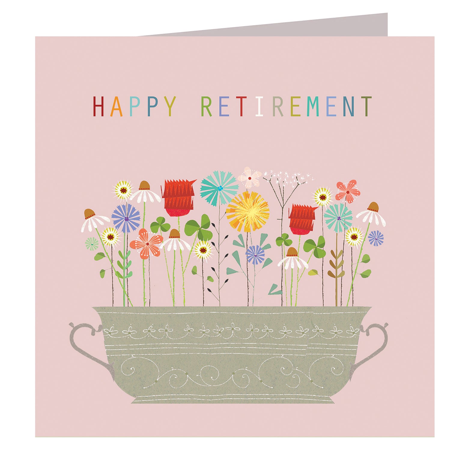 FL16 floral retirement greetings card