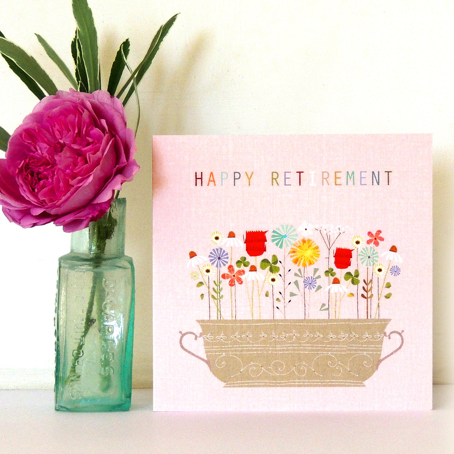 FL16 floral retirement greetings card