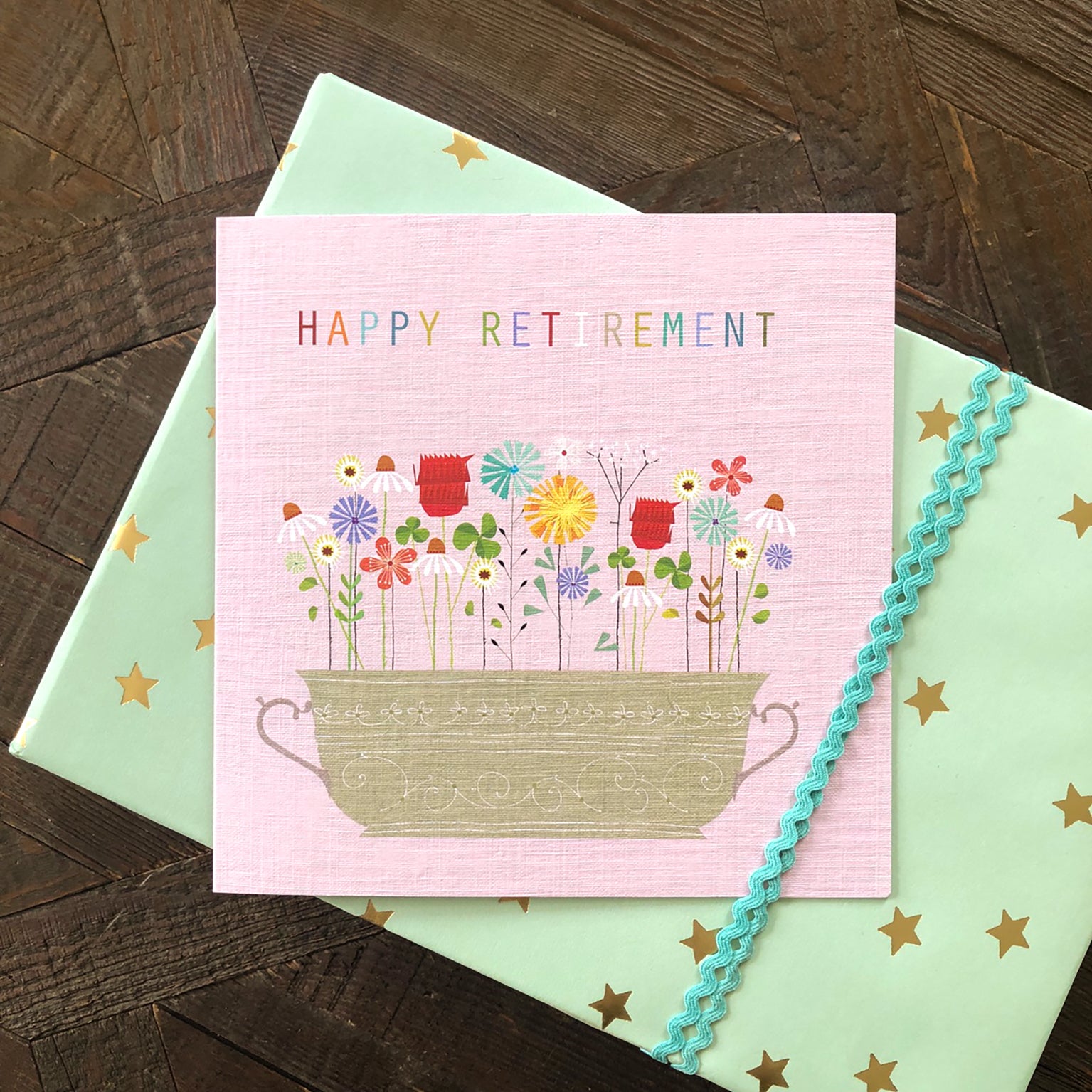 FL16 floral retirement greetings card