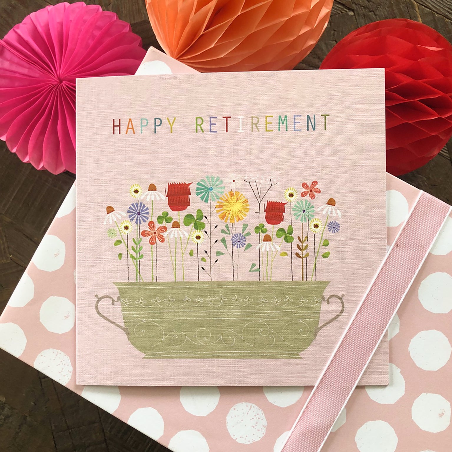 FL16 floral retirement greetings card