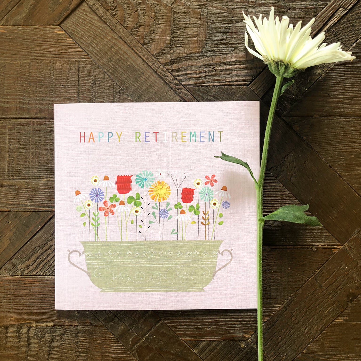 FL16 floral retirement greetings card