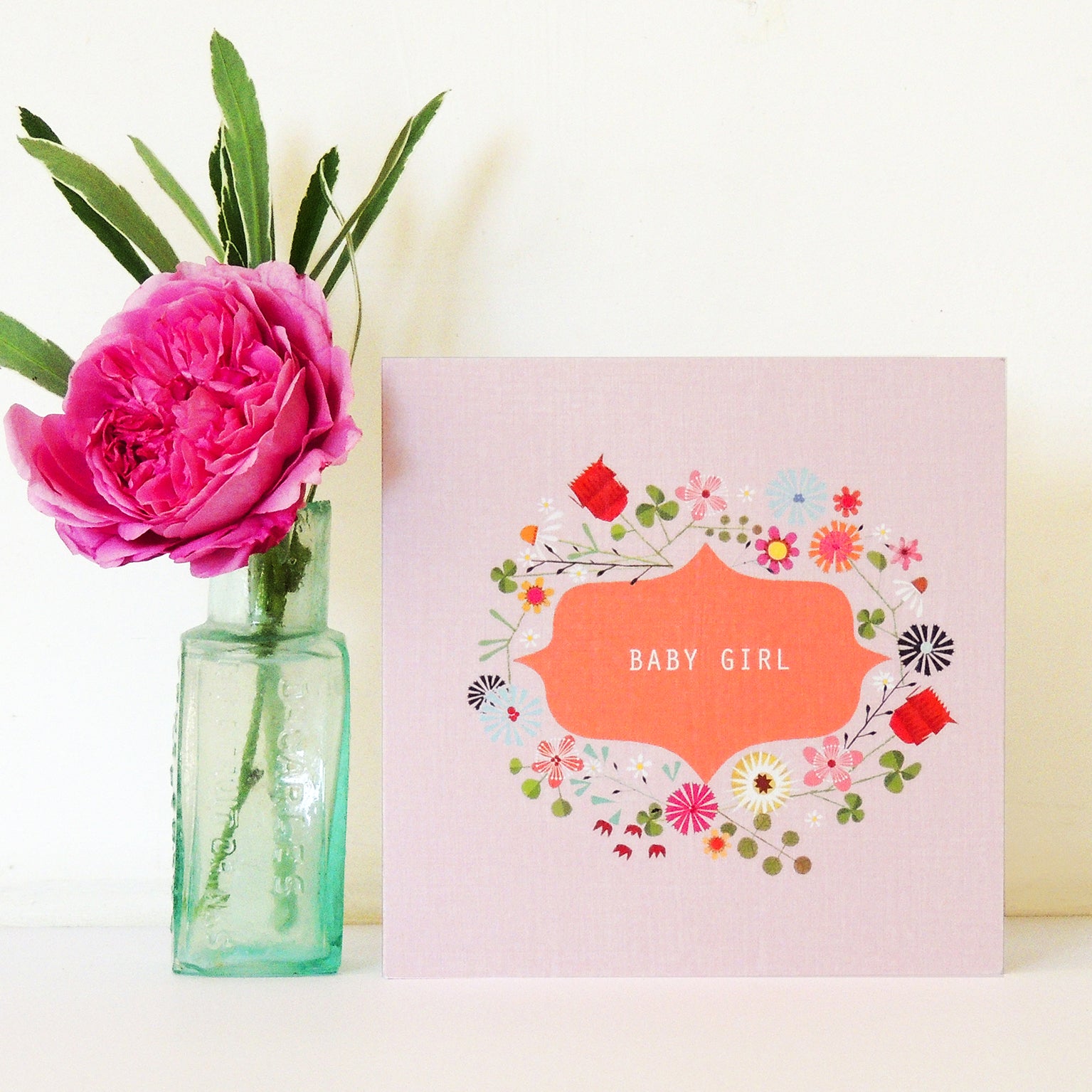 FL17 floral baby girl card