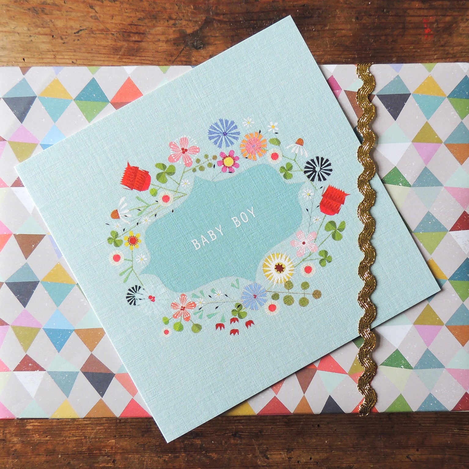 FL18 floral baby boy card