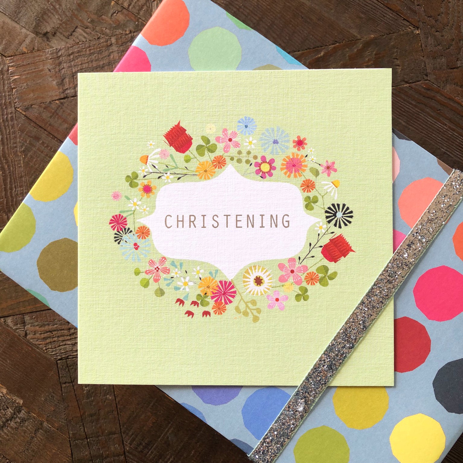 FL19 silver foiled Christening card