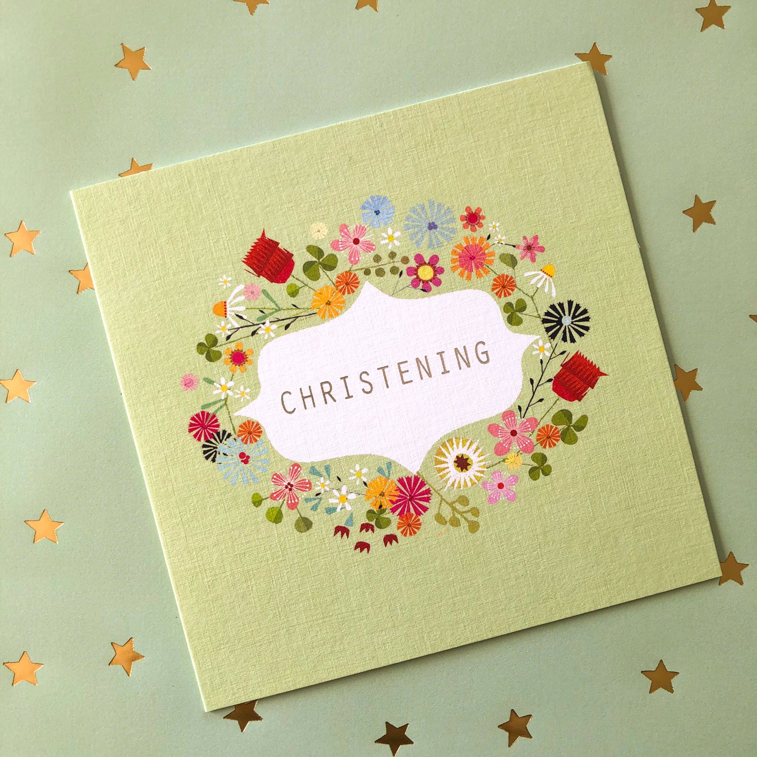 FL19 silver foiled Christening card