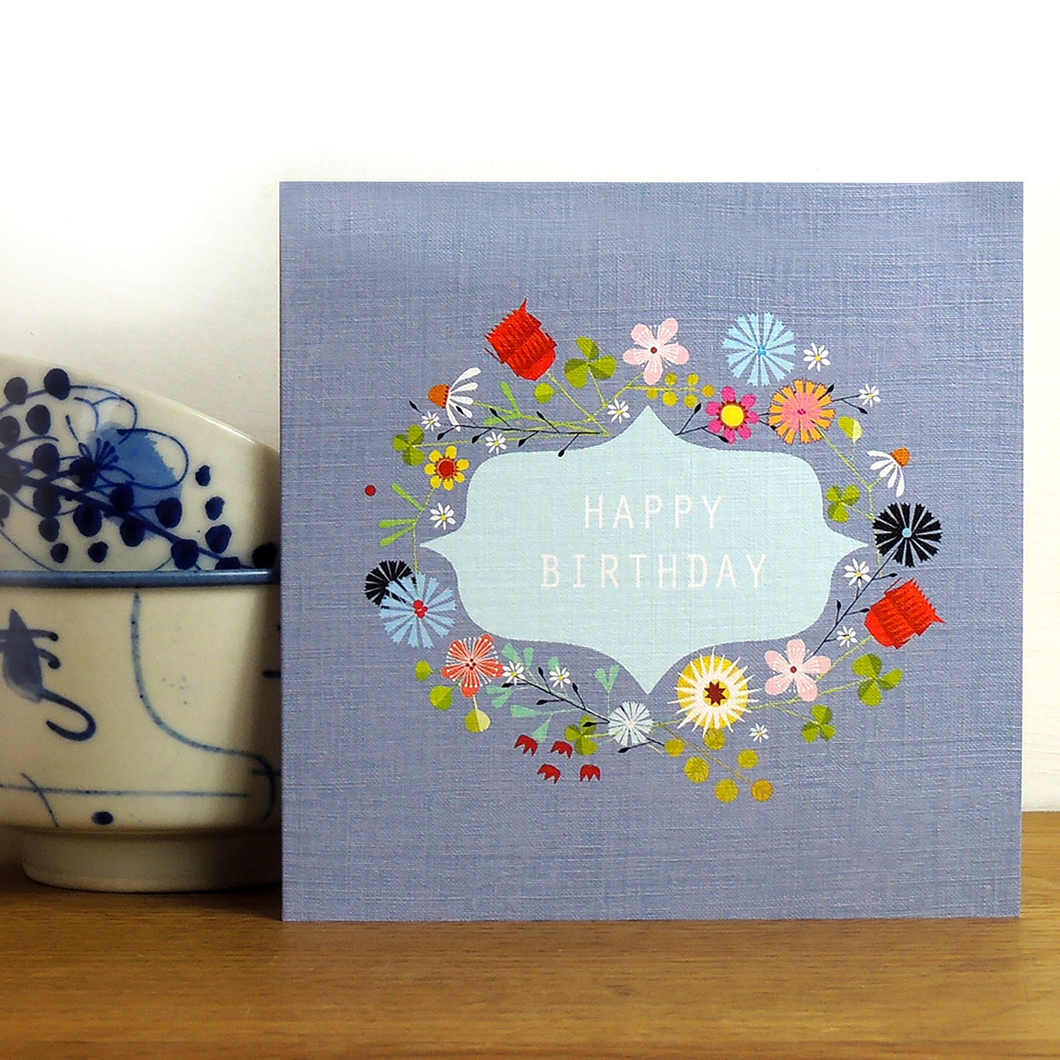 FL25 floral happy birthday card