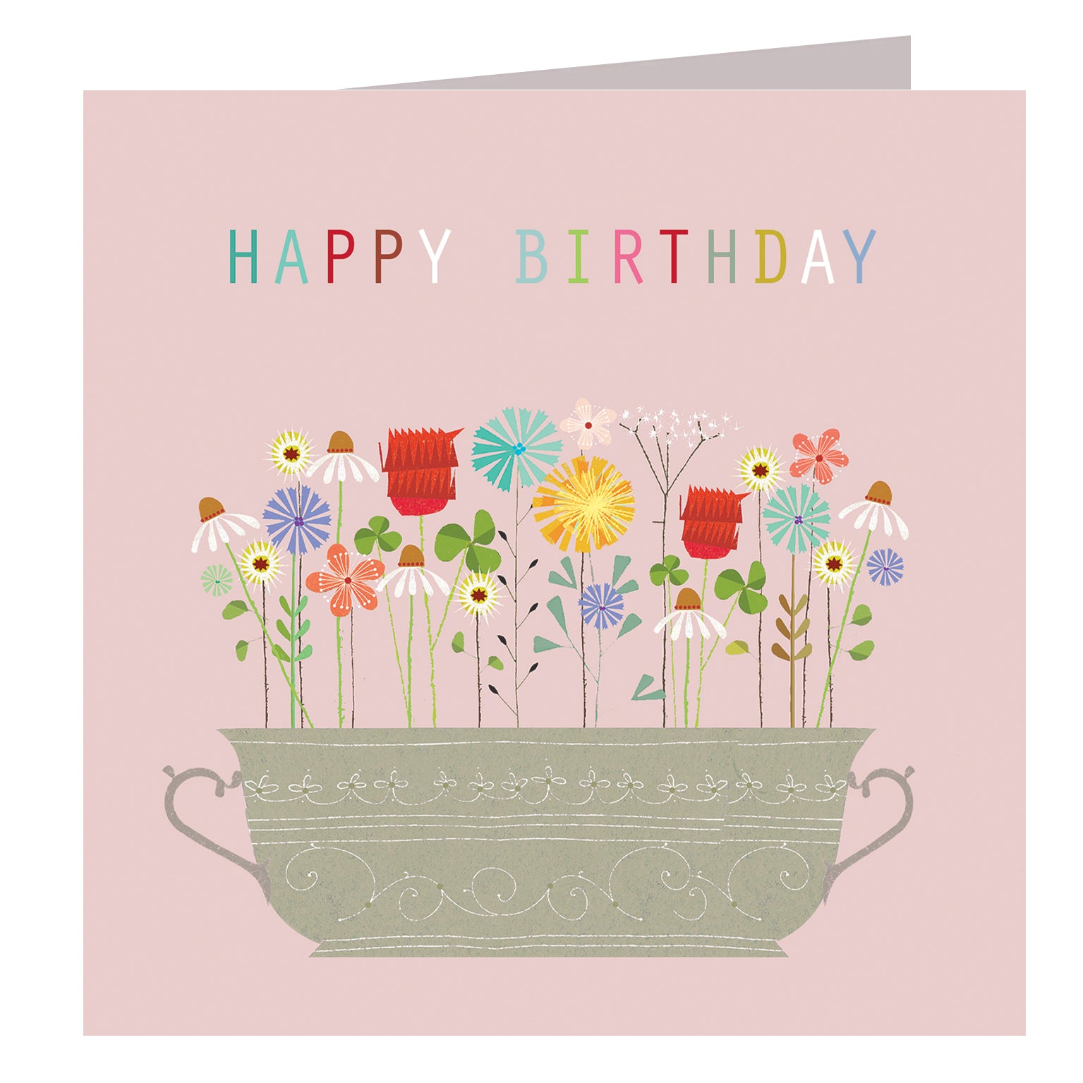 FL26 floral happy birthday card