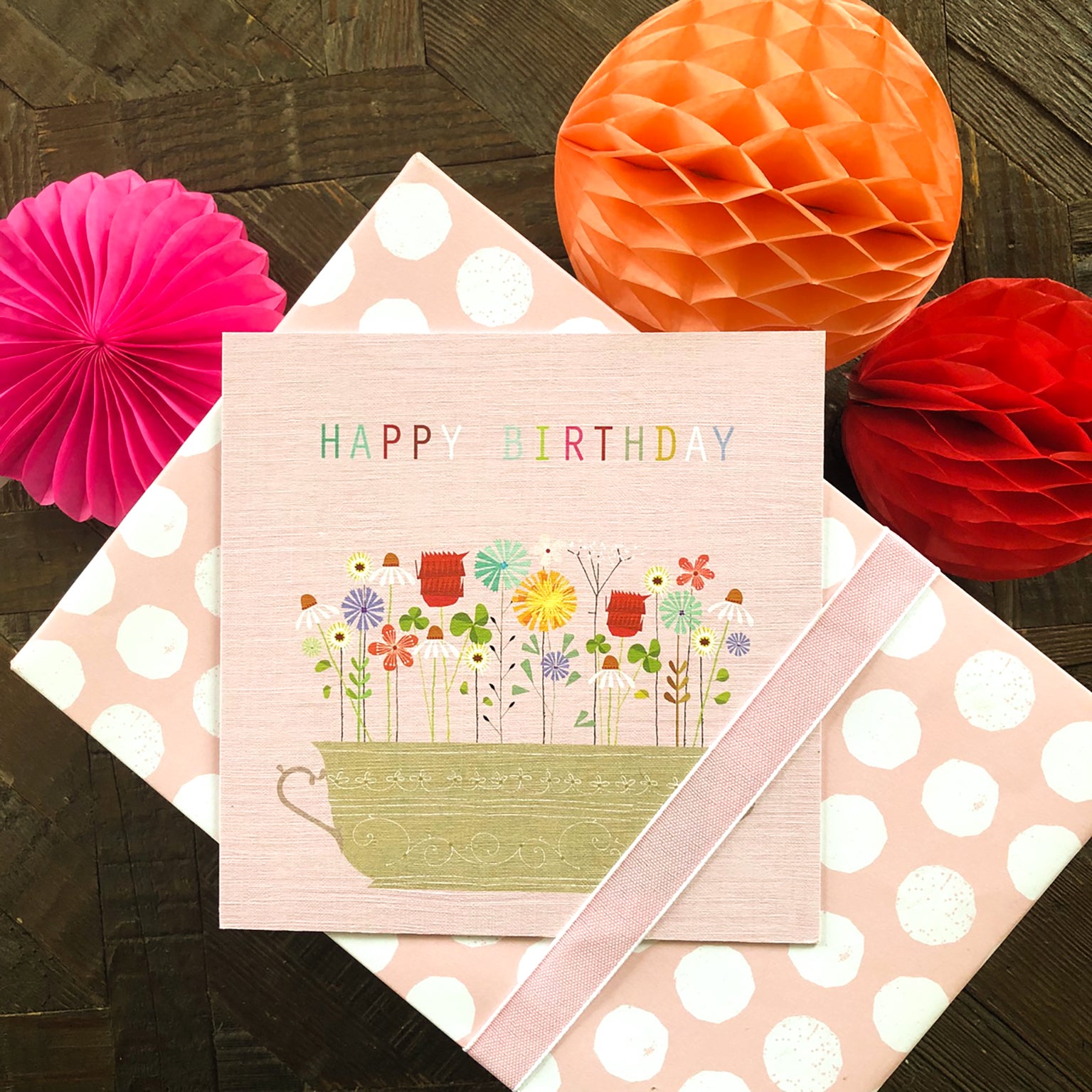 FL26 floral happy birthday card