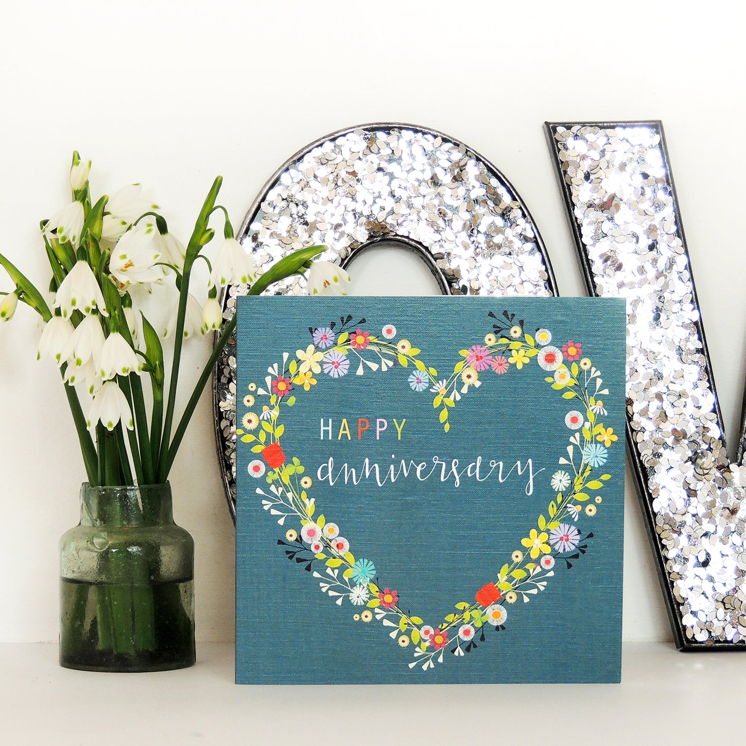 FL33 floral anniversary greetings card