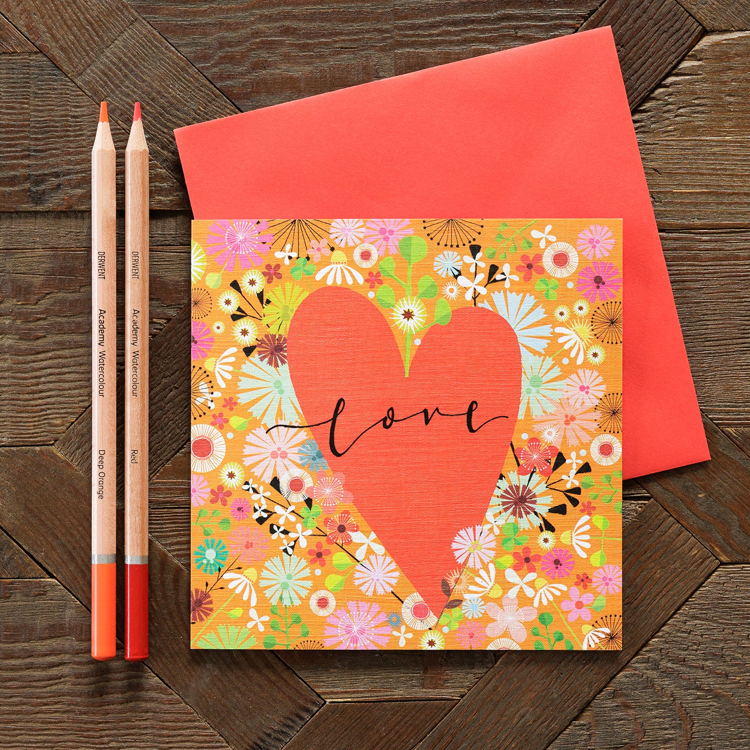 FL41 floral love greetings card