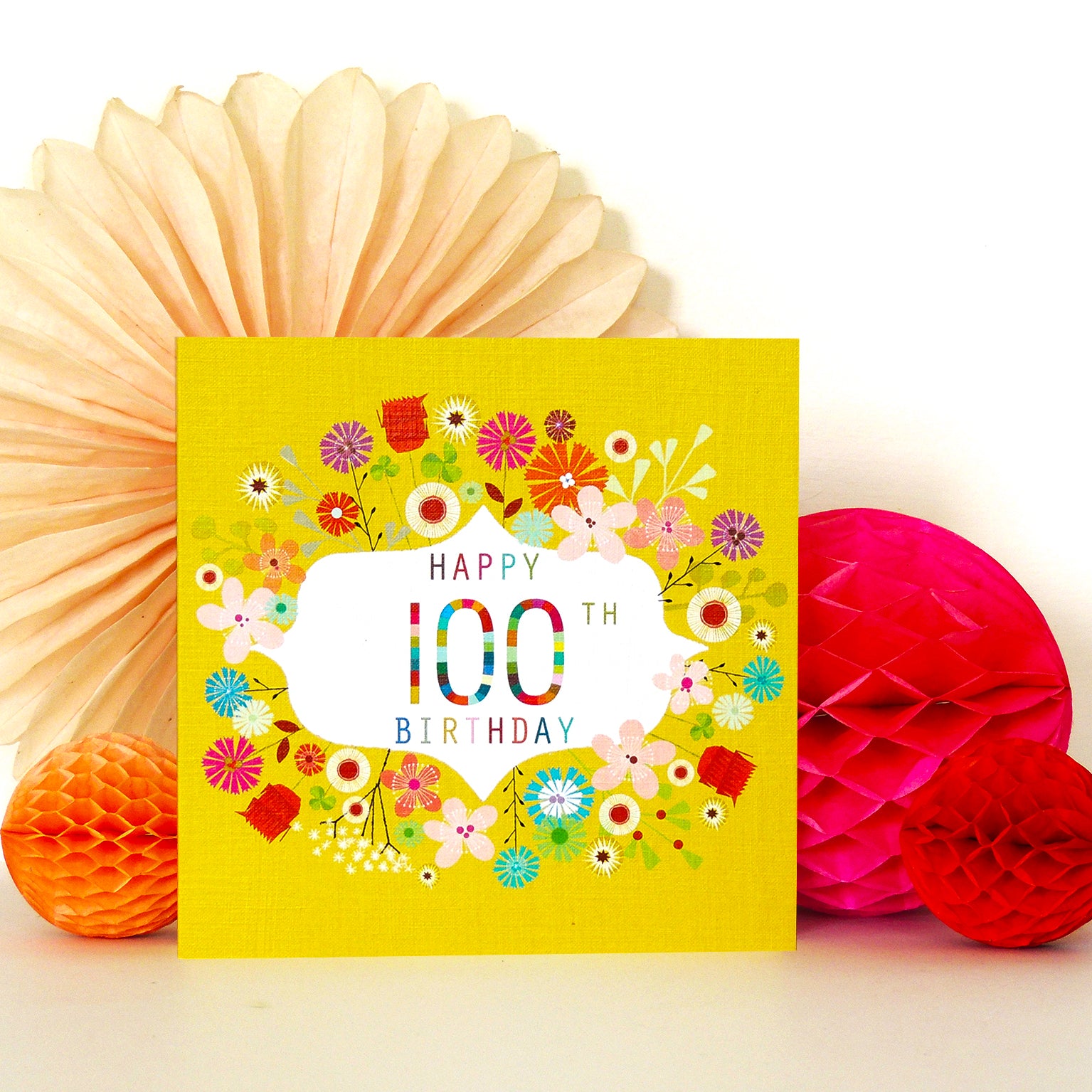 FLN100 floral 100th birthday card