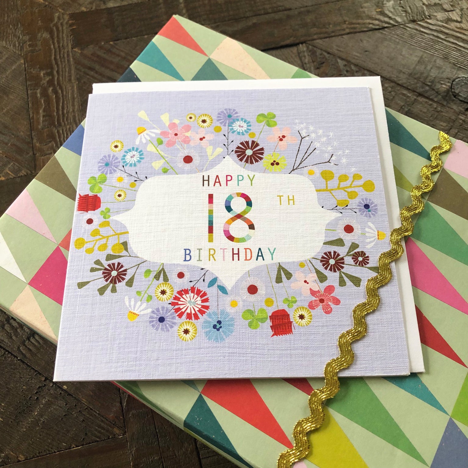 FLN18 floral 18th birthday card