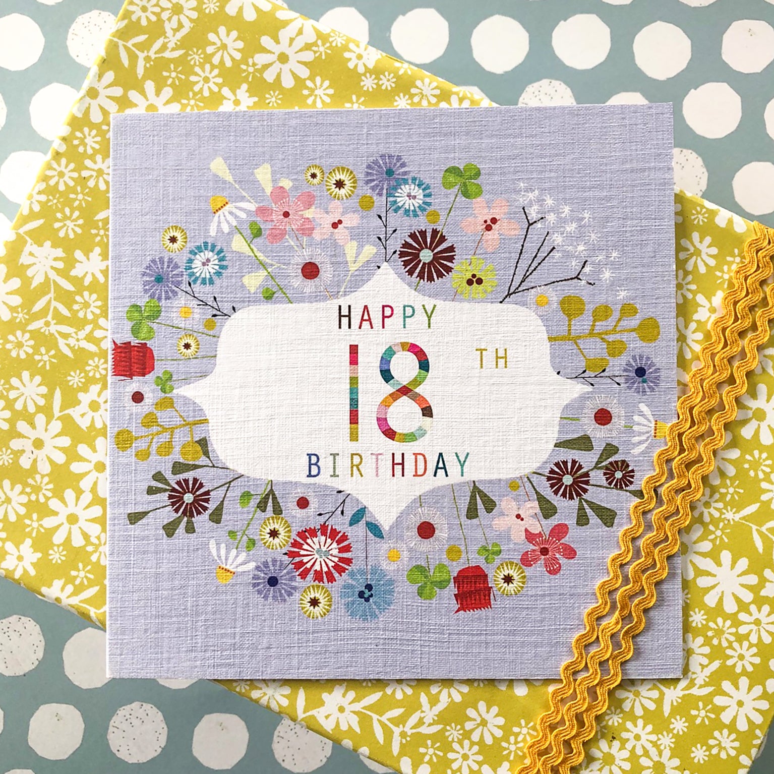 FLN18 floral 18th birthday card