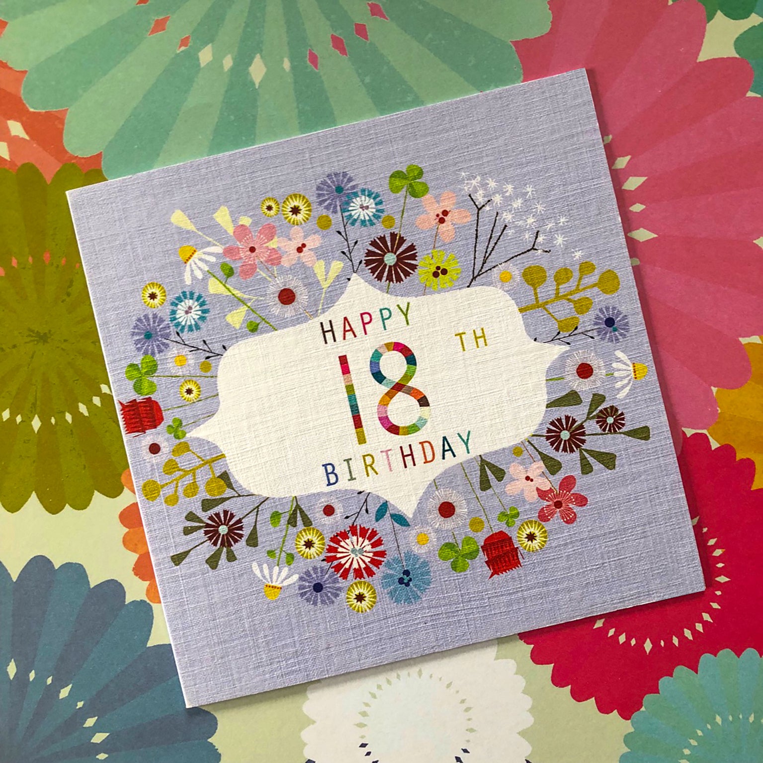 FLN18 floral 18th birthday card