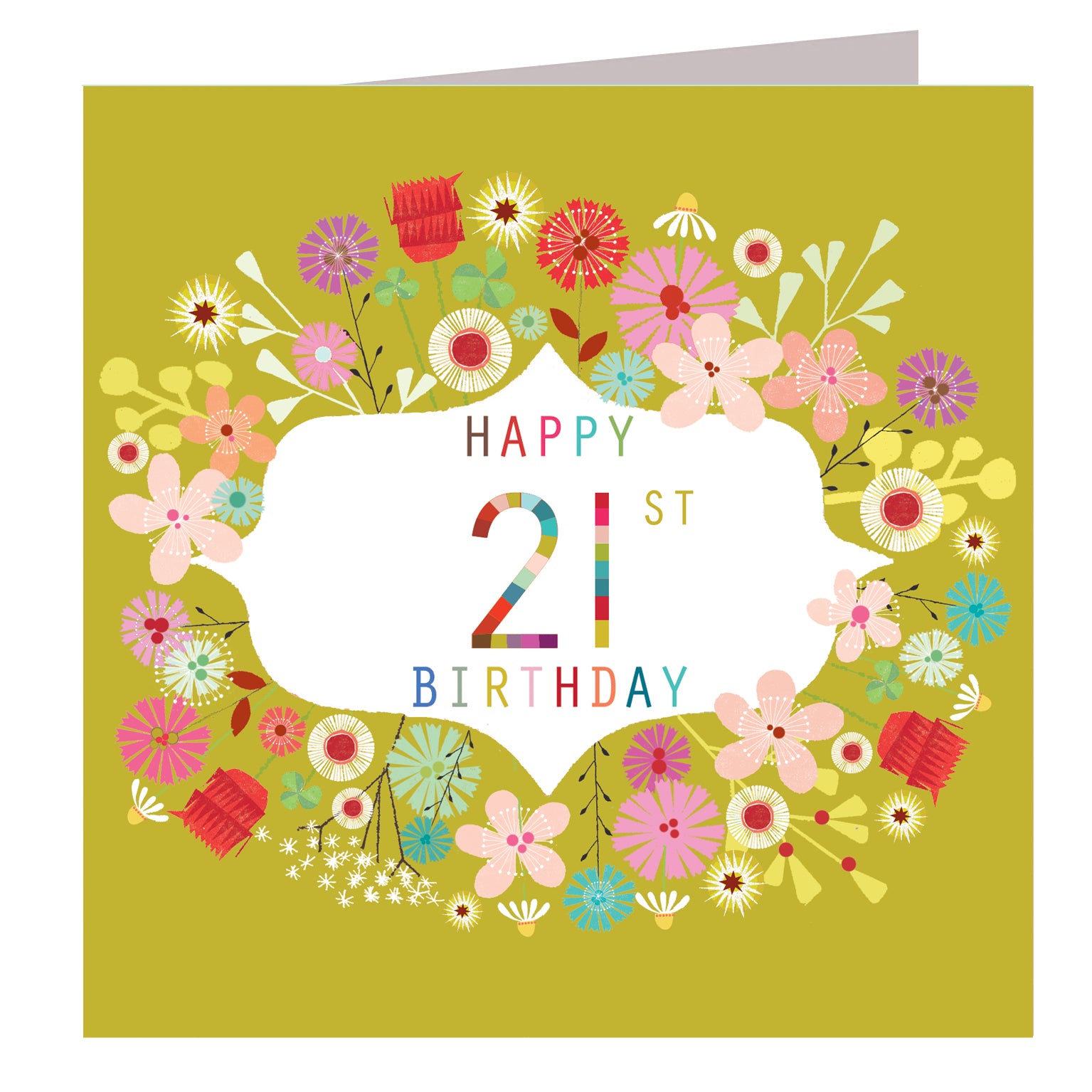 FLN21 floral 21st birthday card