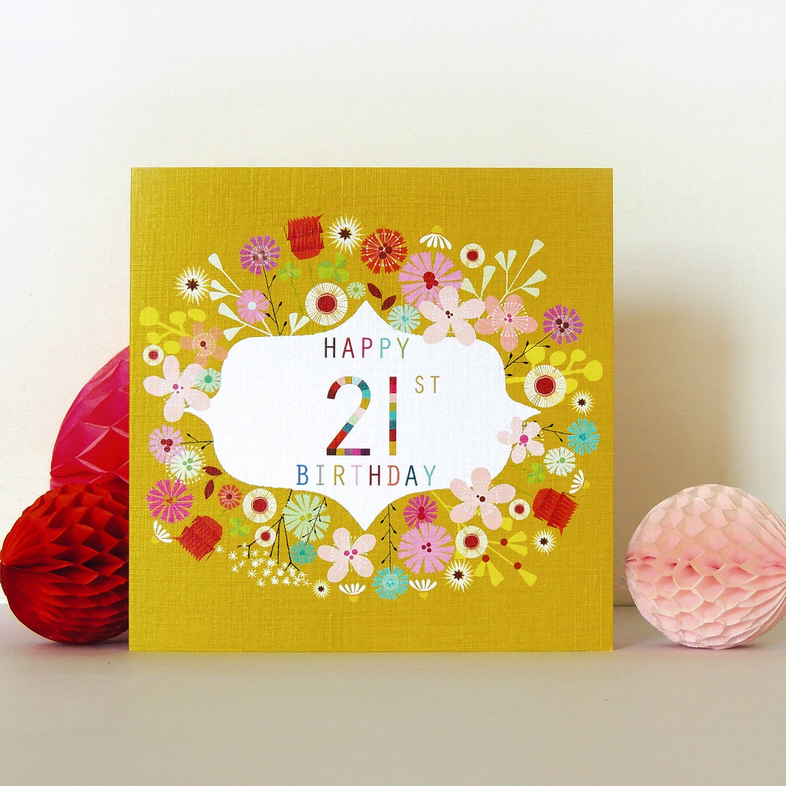 FLN21 floral 21st birthday card