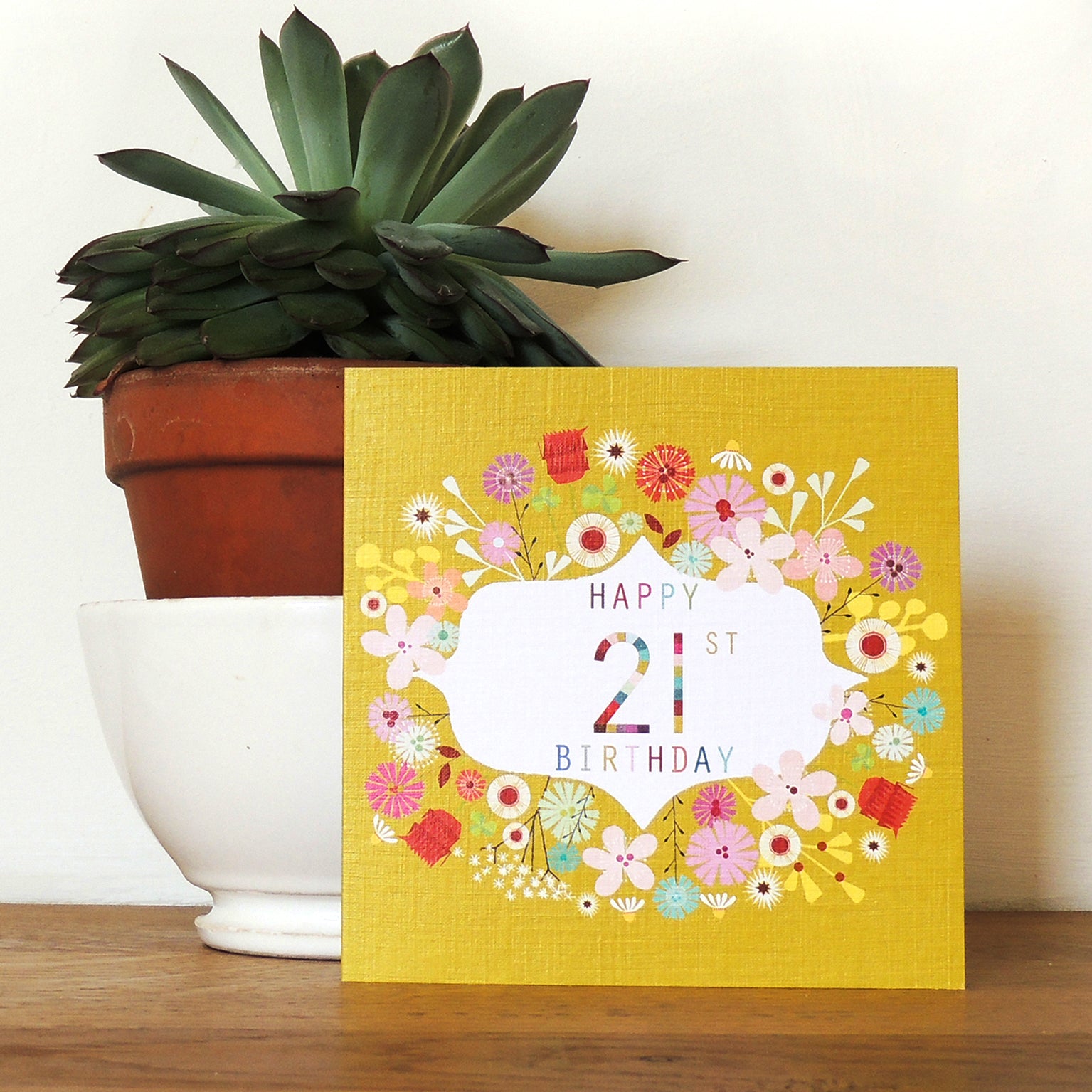 FLN21 floral 21st birthday card