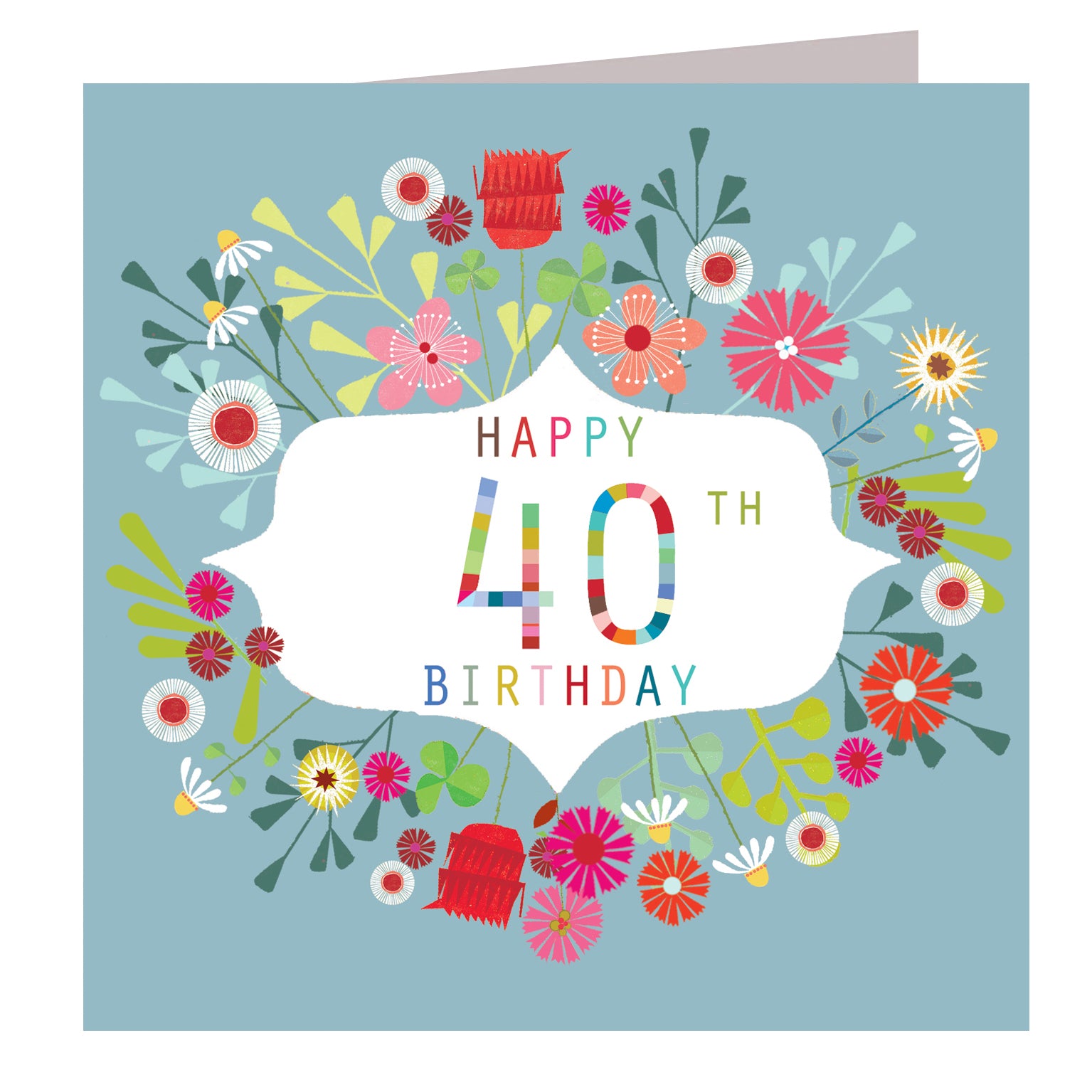 FLN40 floral 40th birthday card