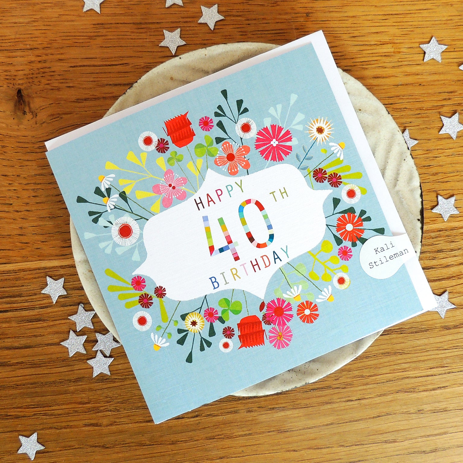 FLN40 floral 40th birthday card