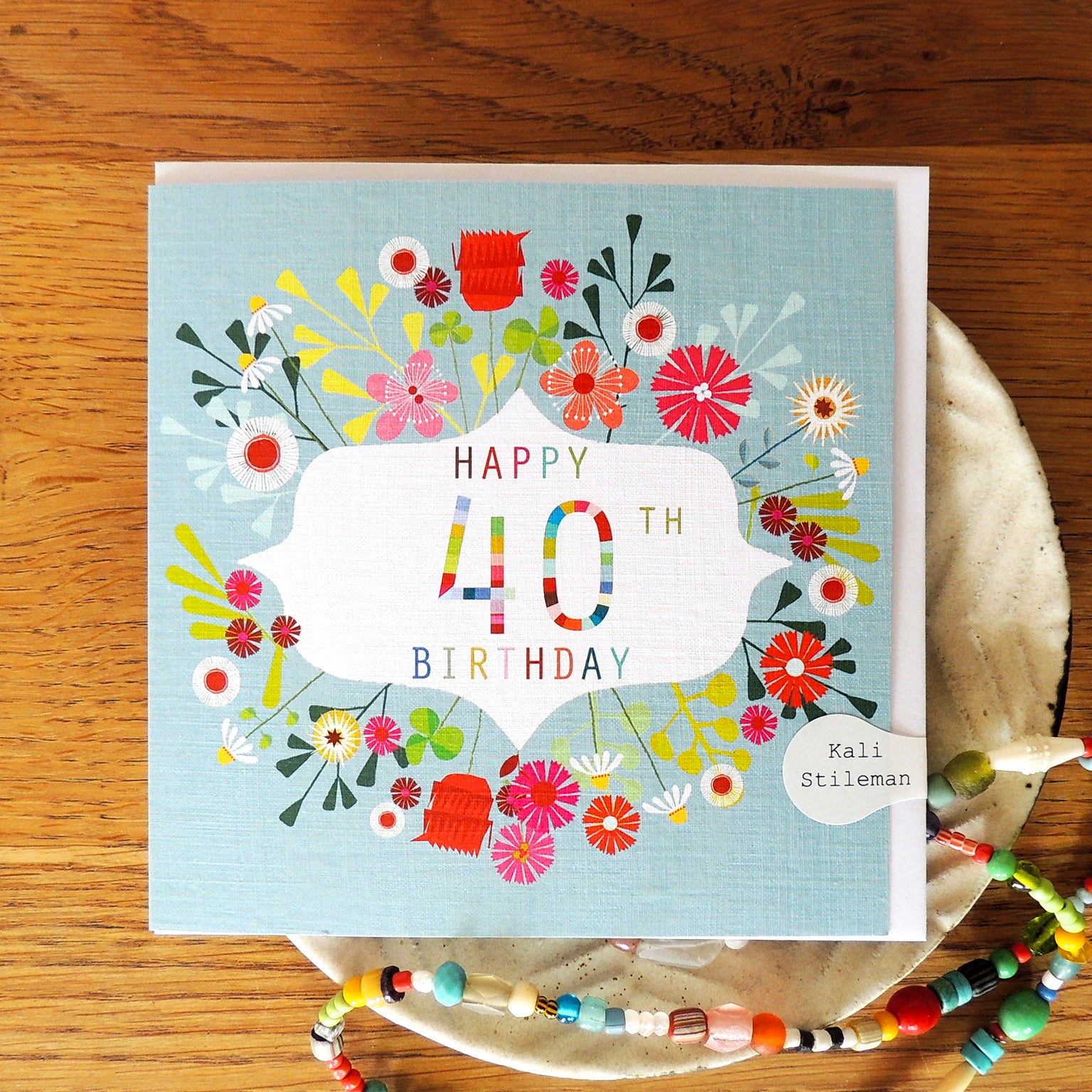 FLN40 floral 40th birthday card