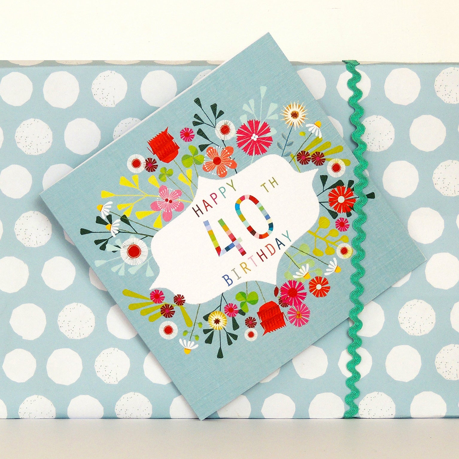 FLN40 floral 40th birthday card