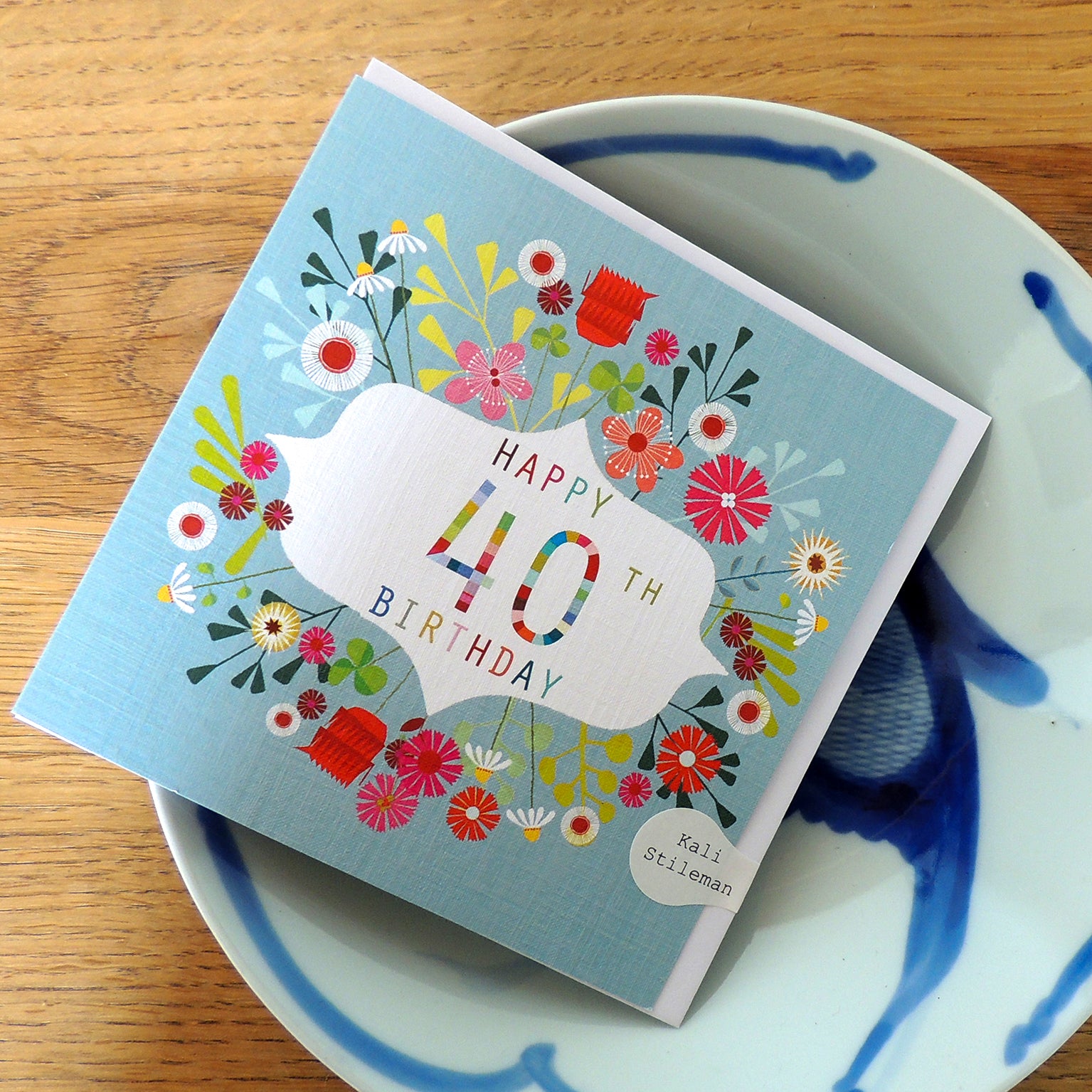 FLN40 floral 40th birthday card