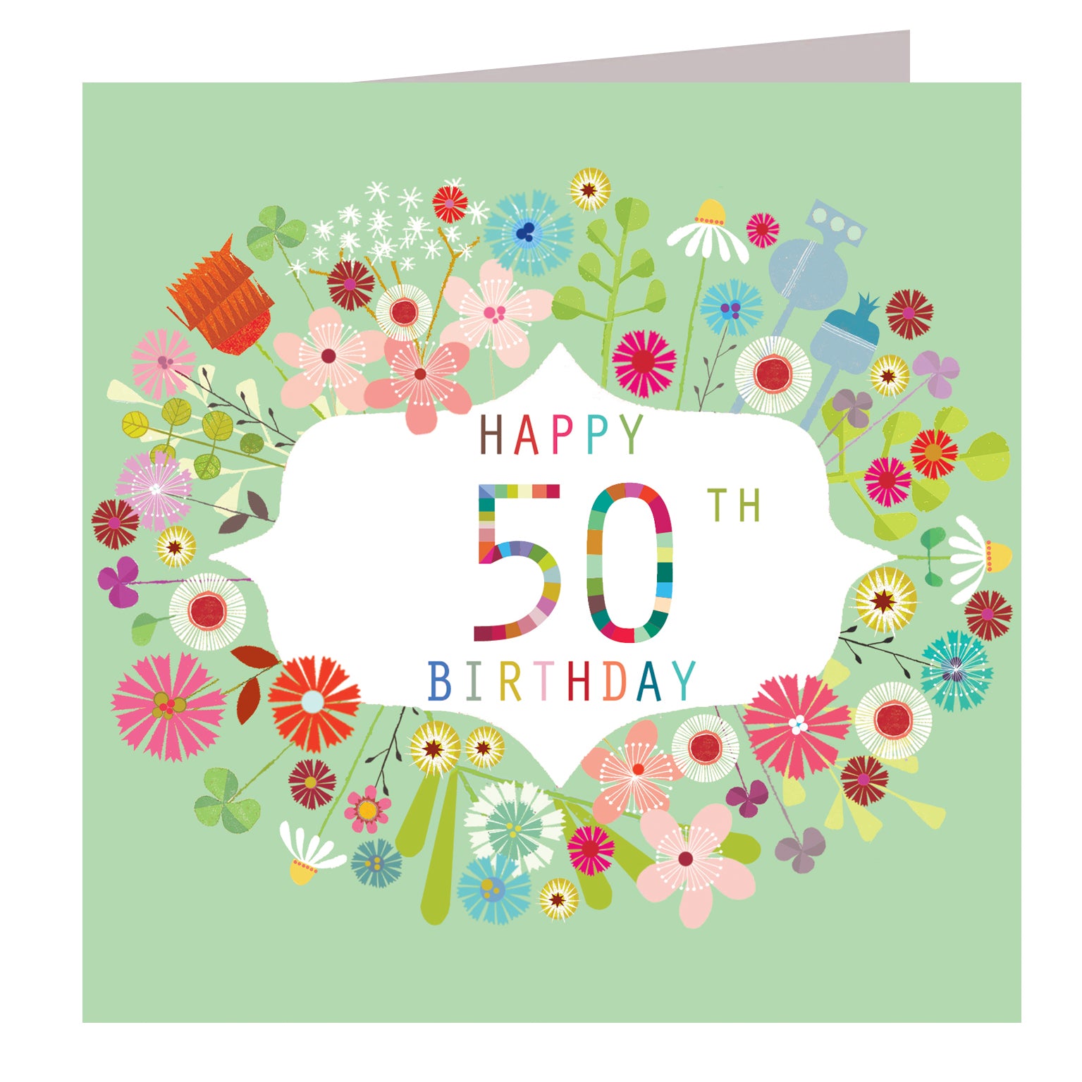 FLN50 floral 50th birthday card