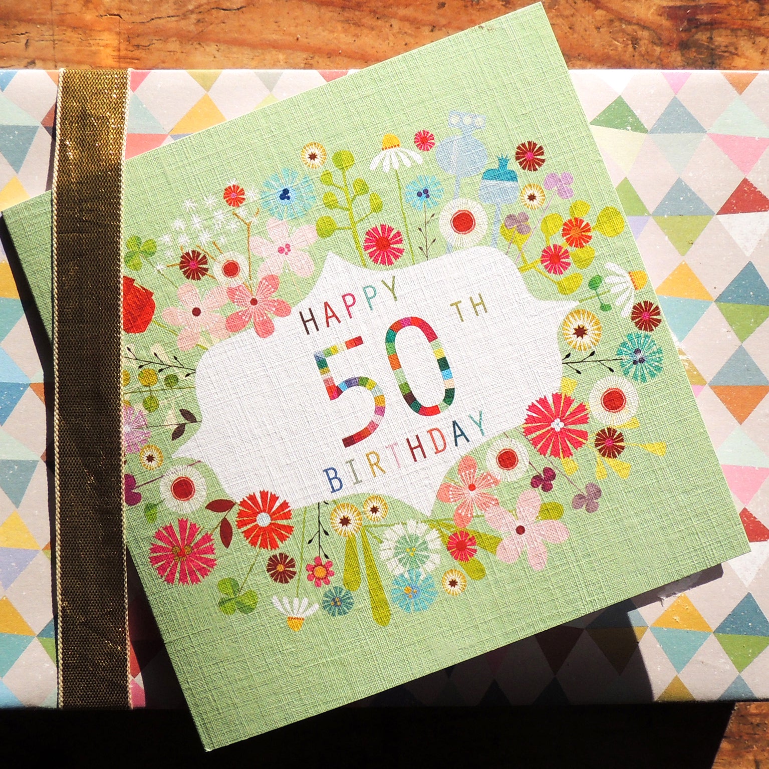 FLN50 floral 50th birthday card