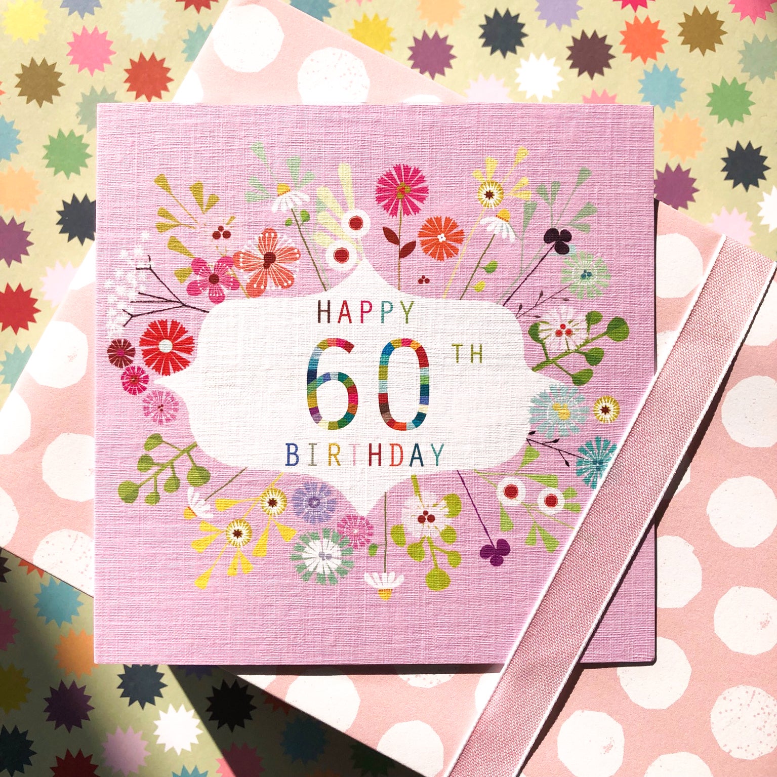 FLN60 floral 60th birthday card