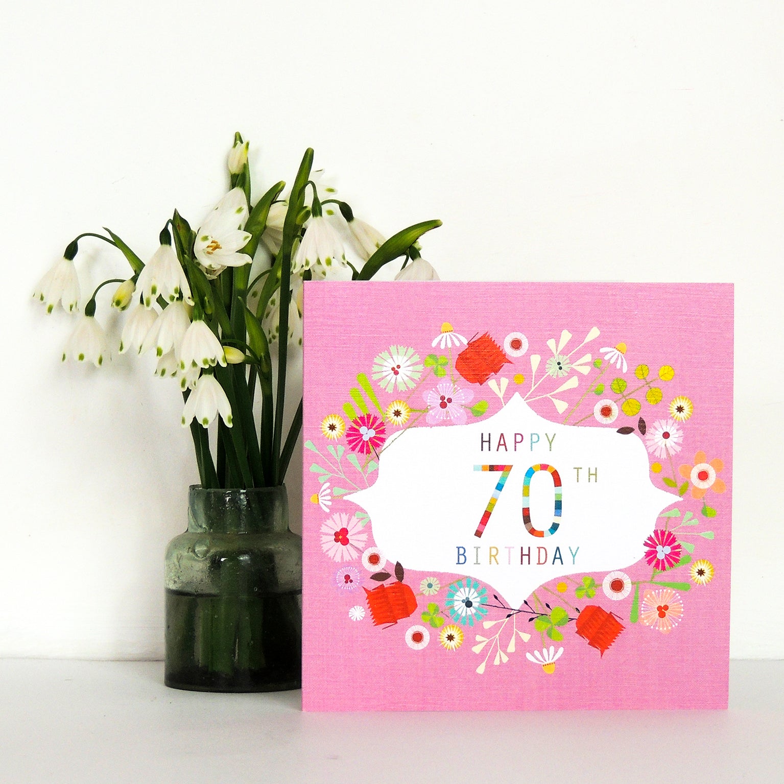 FLN70 floral 70th birthday card