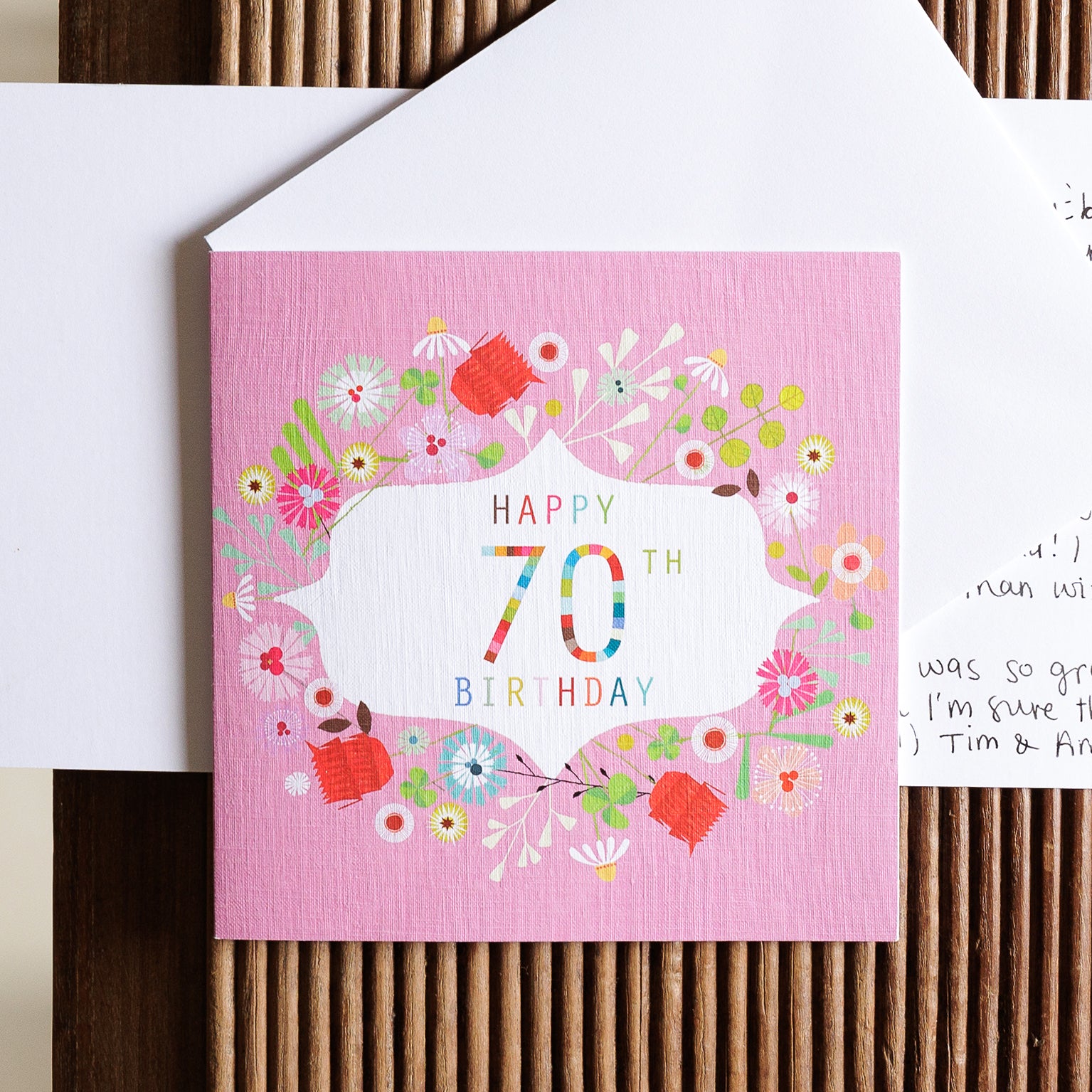 FLN70 floral 70th birthday card