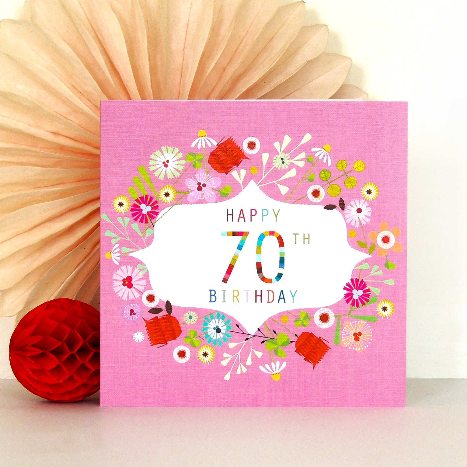 FLN70 floral 70th birthday card