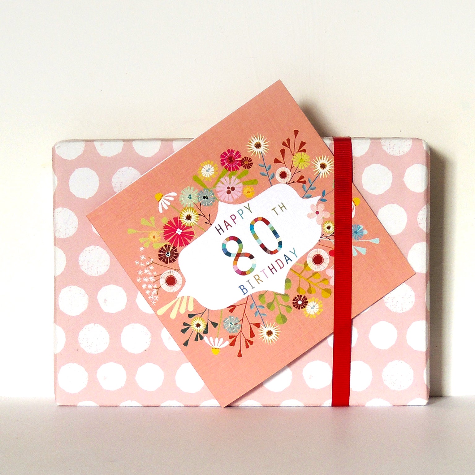 FLN80 floral 80th birthday card