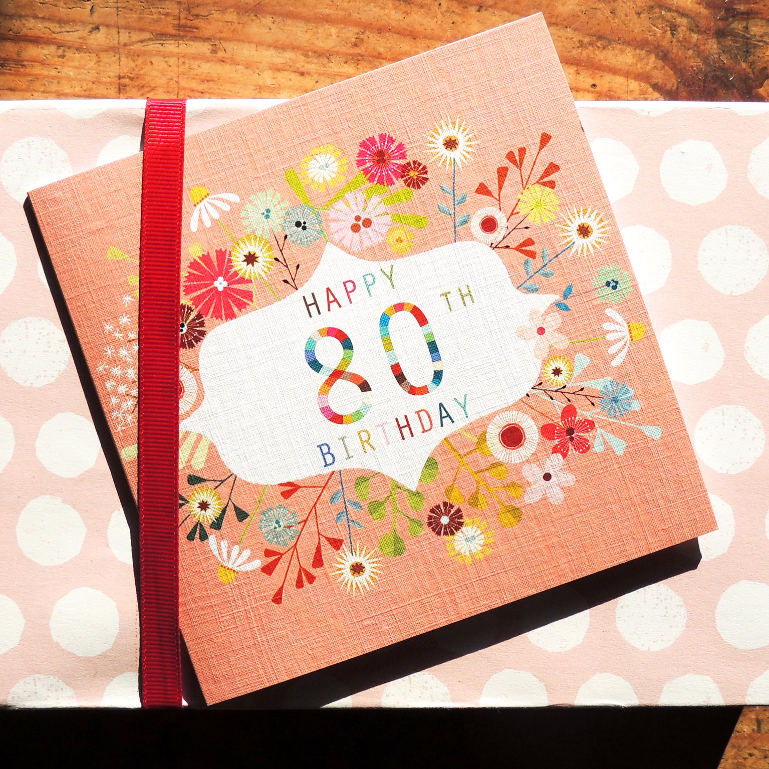 FLN80 floral 80th birthday card