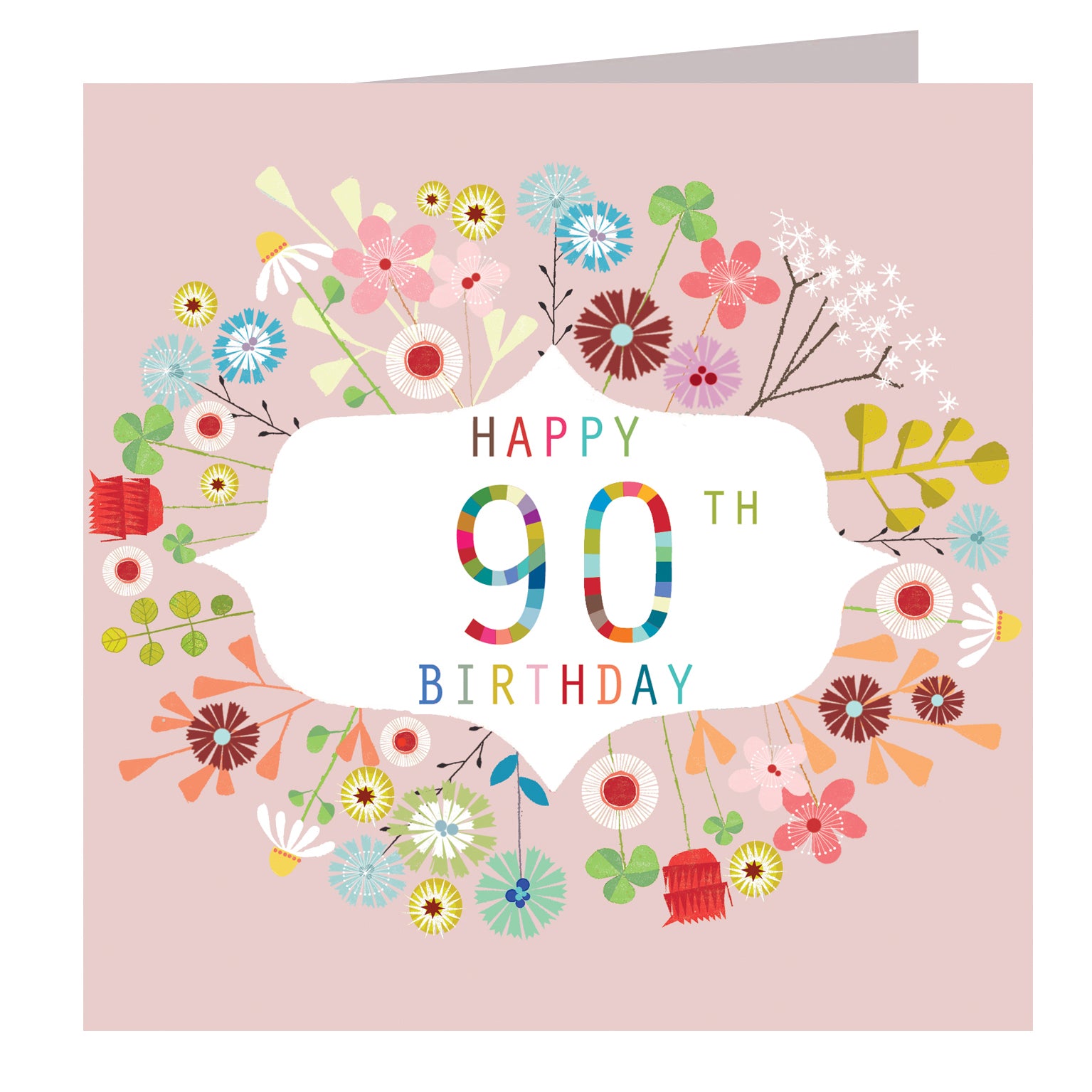 FLN90 floral 90th birthday card