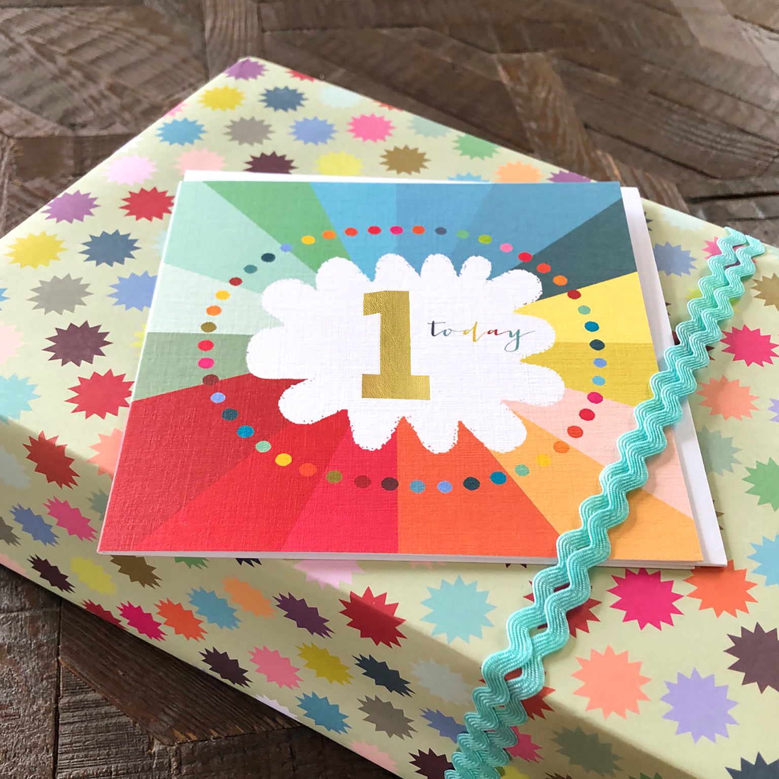 GC01 colourful cloud 1st birthday card