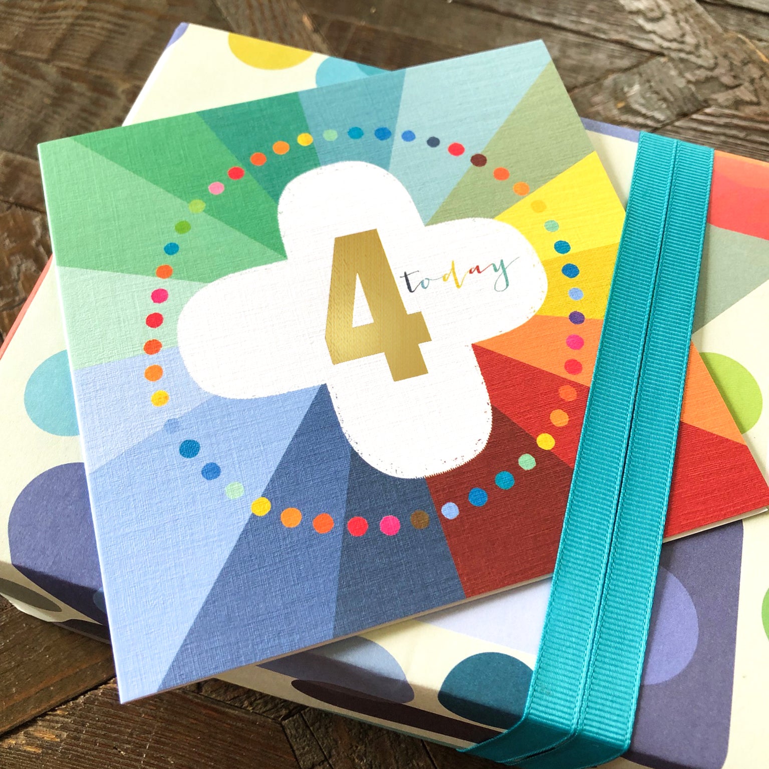 GC04 colourful cloud 4th birthday card