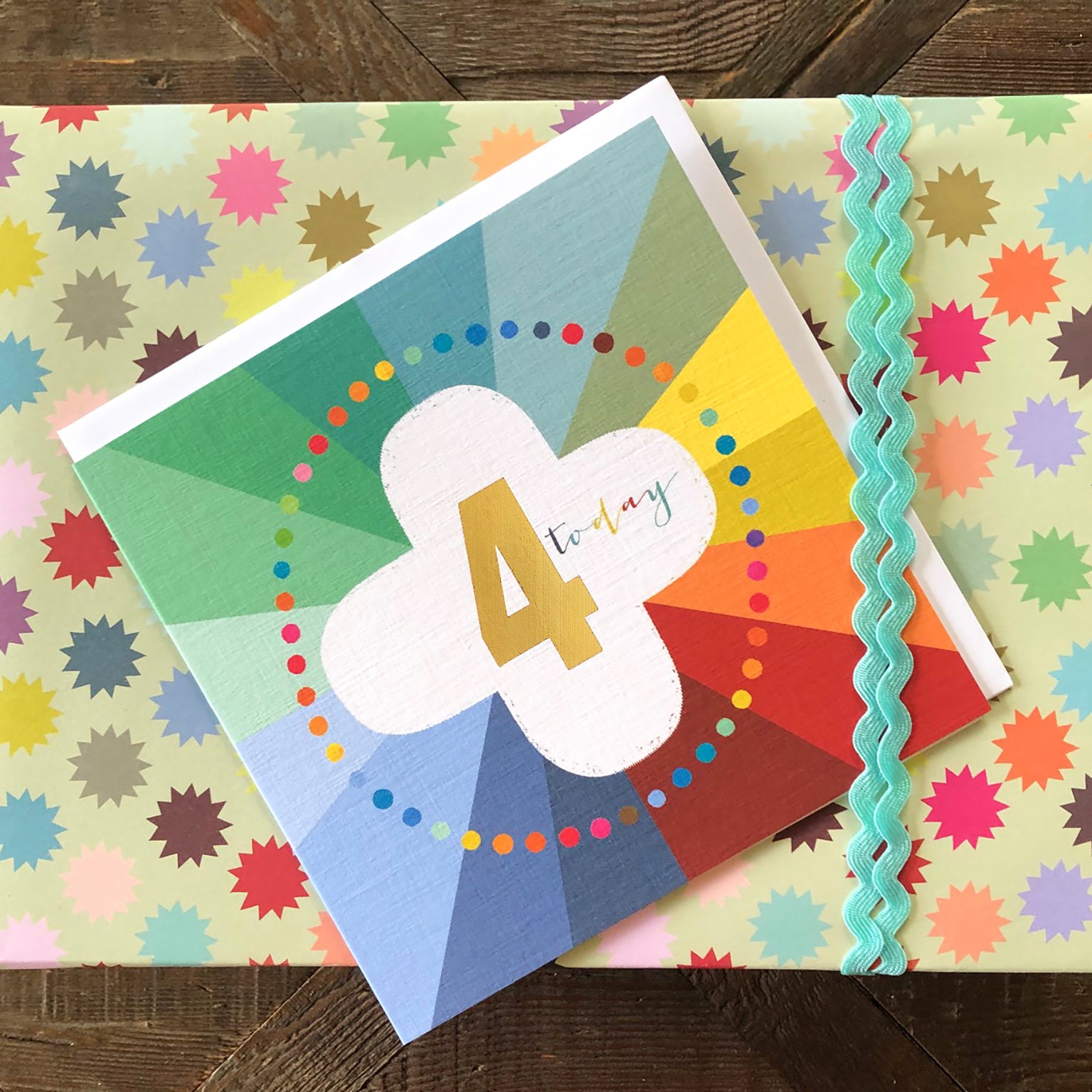 GC04 colourful cloud 4th birthday card