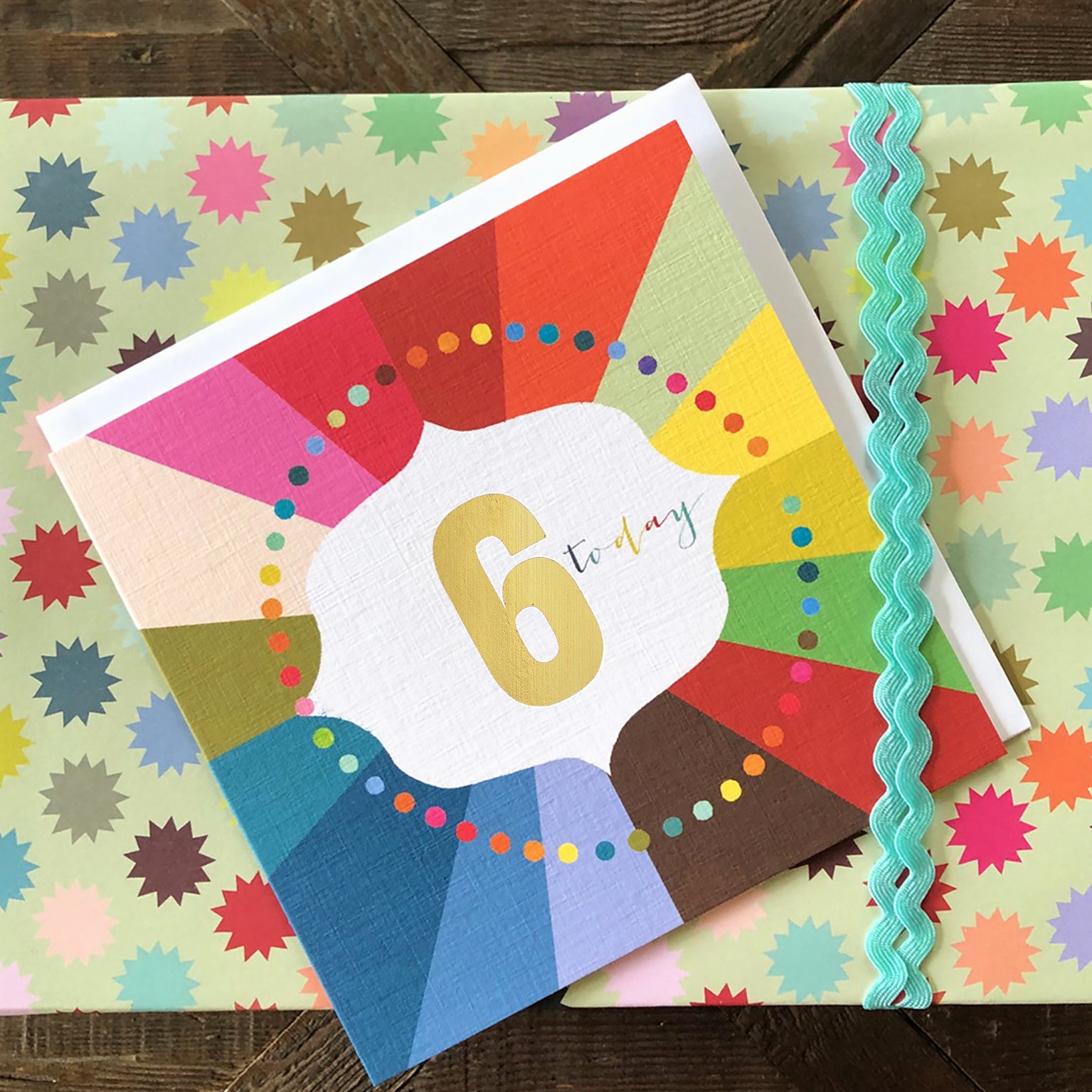 GC06 colourful cloud 6th birthday card