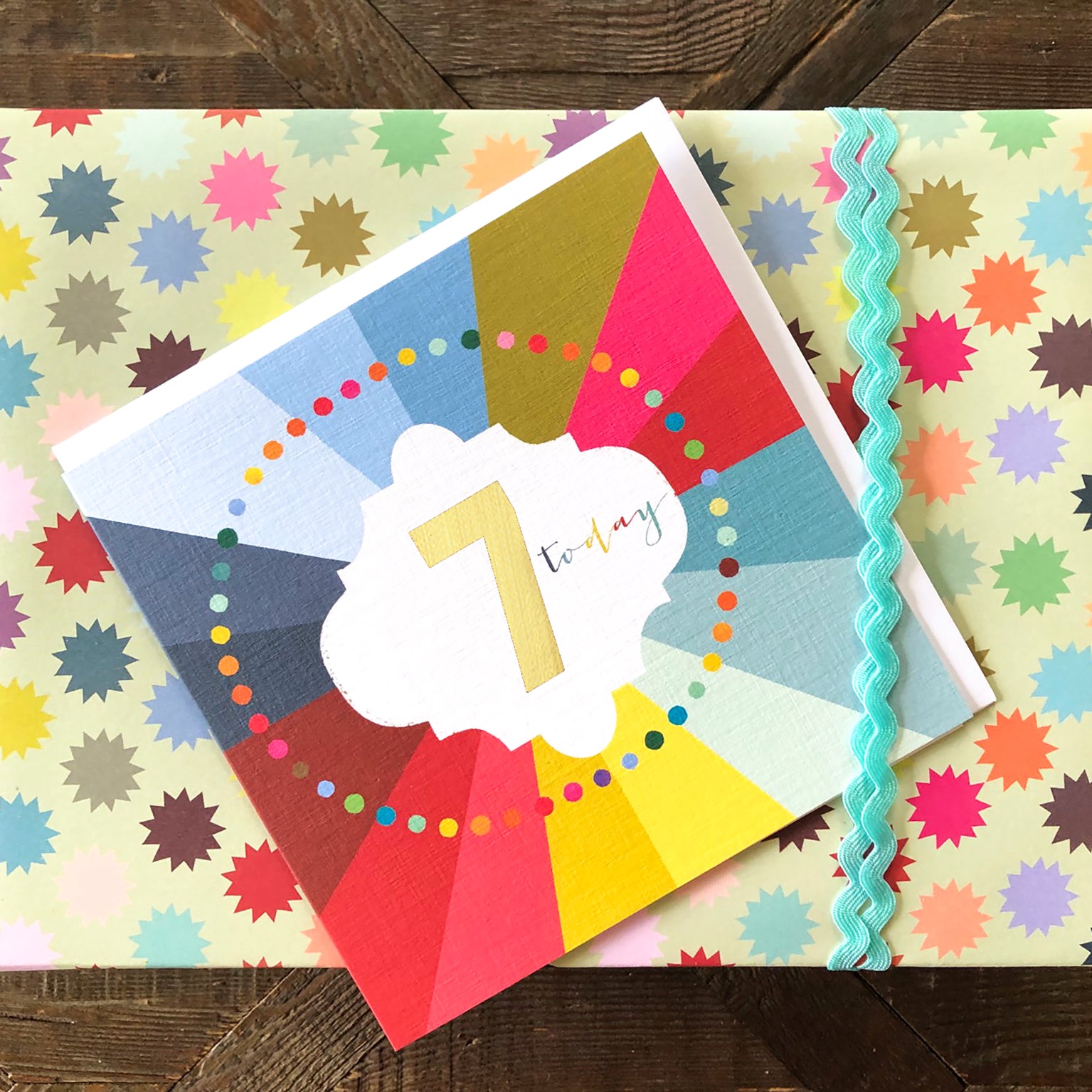 GC07 colourful cloud 7th birthday card