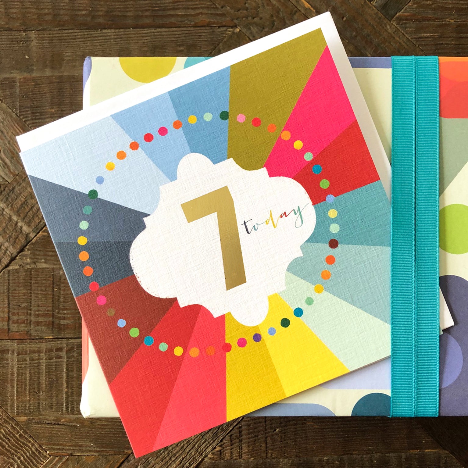 GC07 colourful cloud 7th birthday card