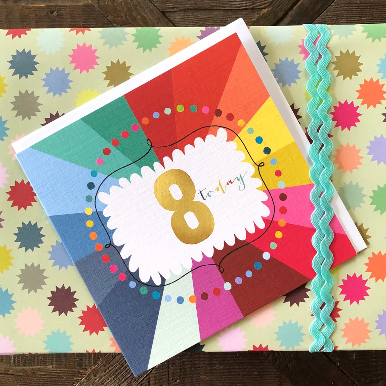 GC08 colourful cloud 8th birthday card