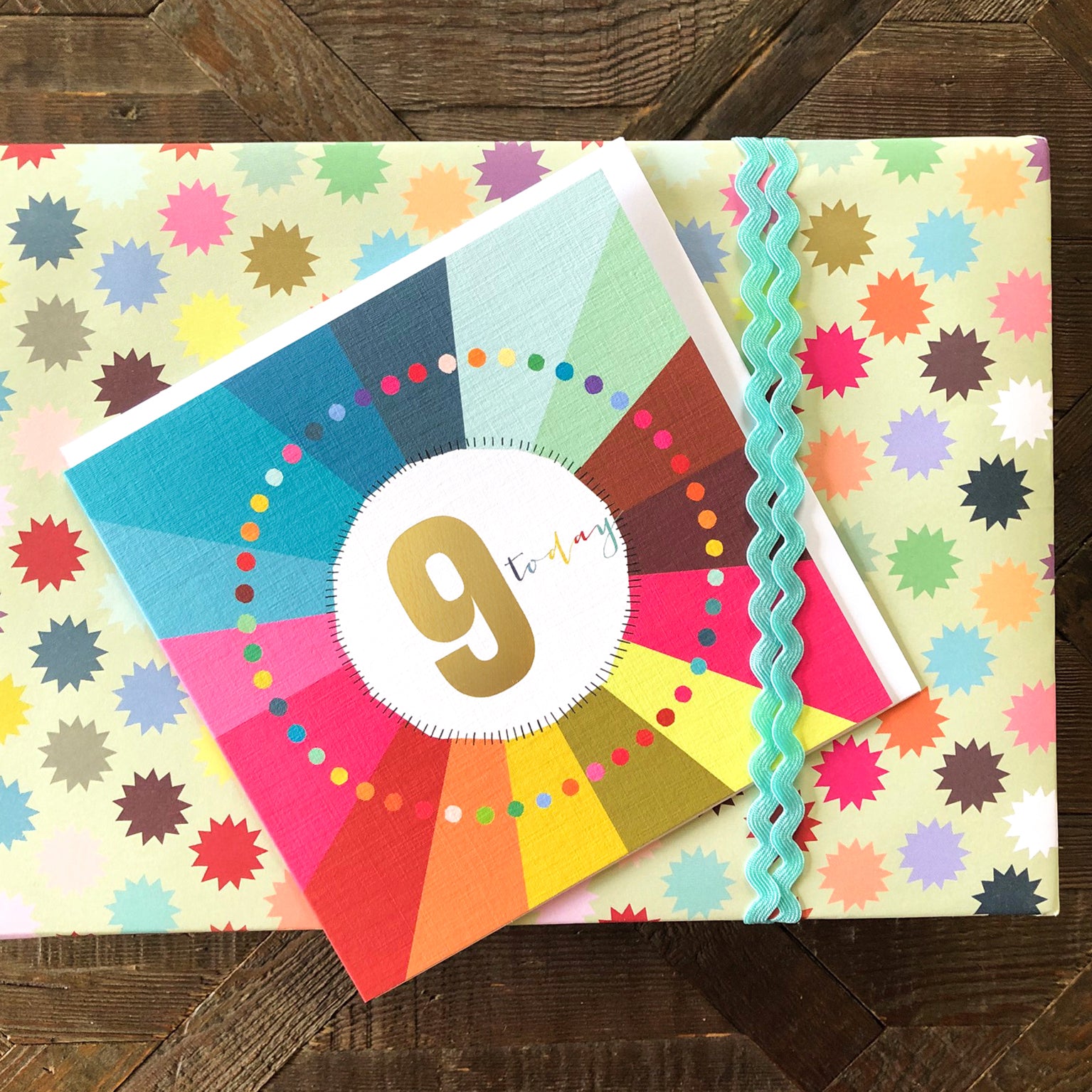 GC09 colourful cloud 9th birthday card