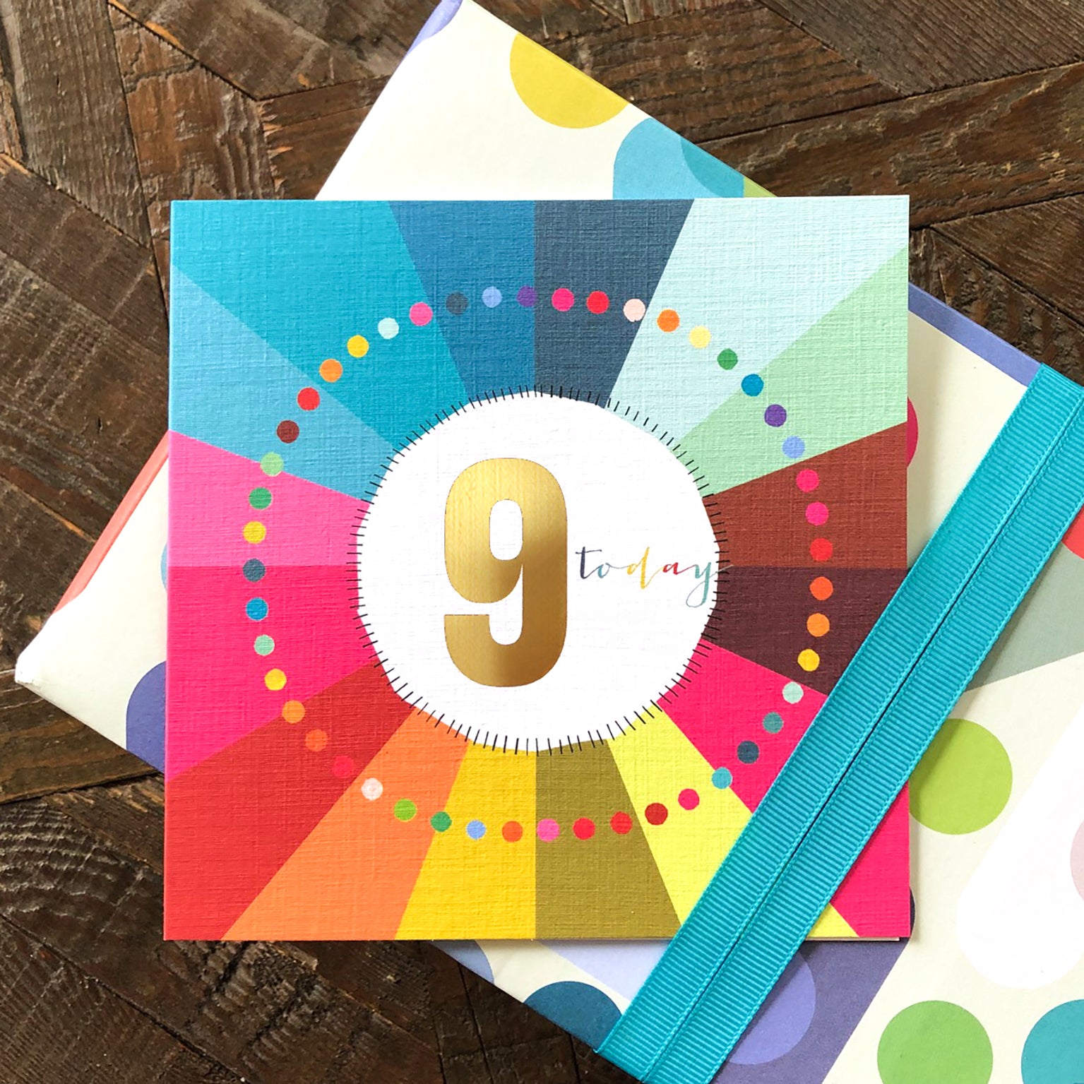 GC09 colourful cloud 9th birthday card