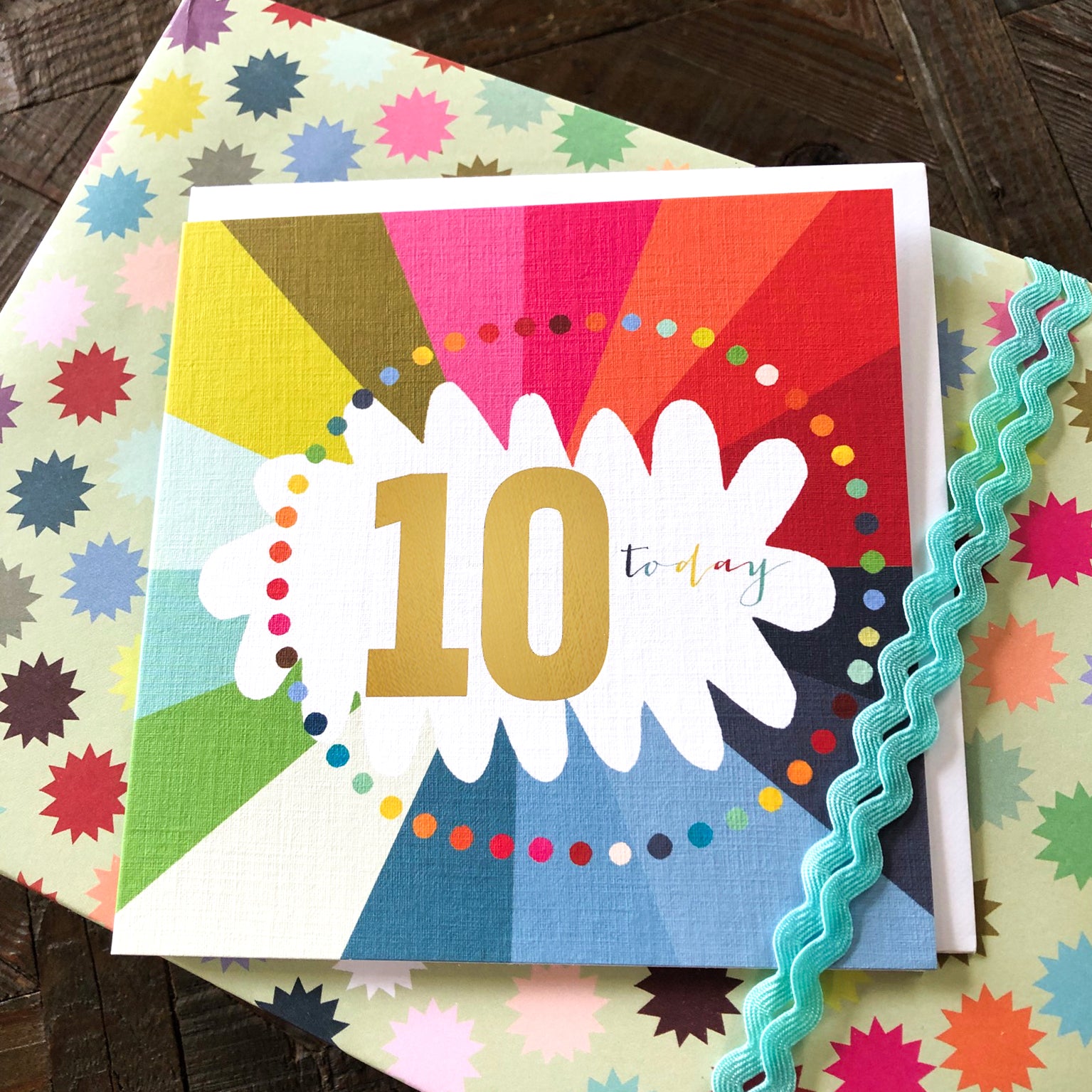 GC10 colourful cloud 10th birthday card