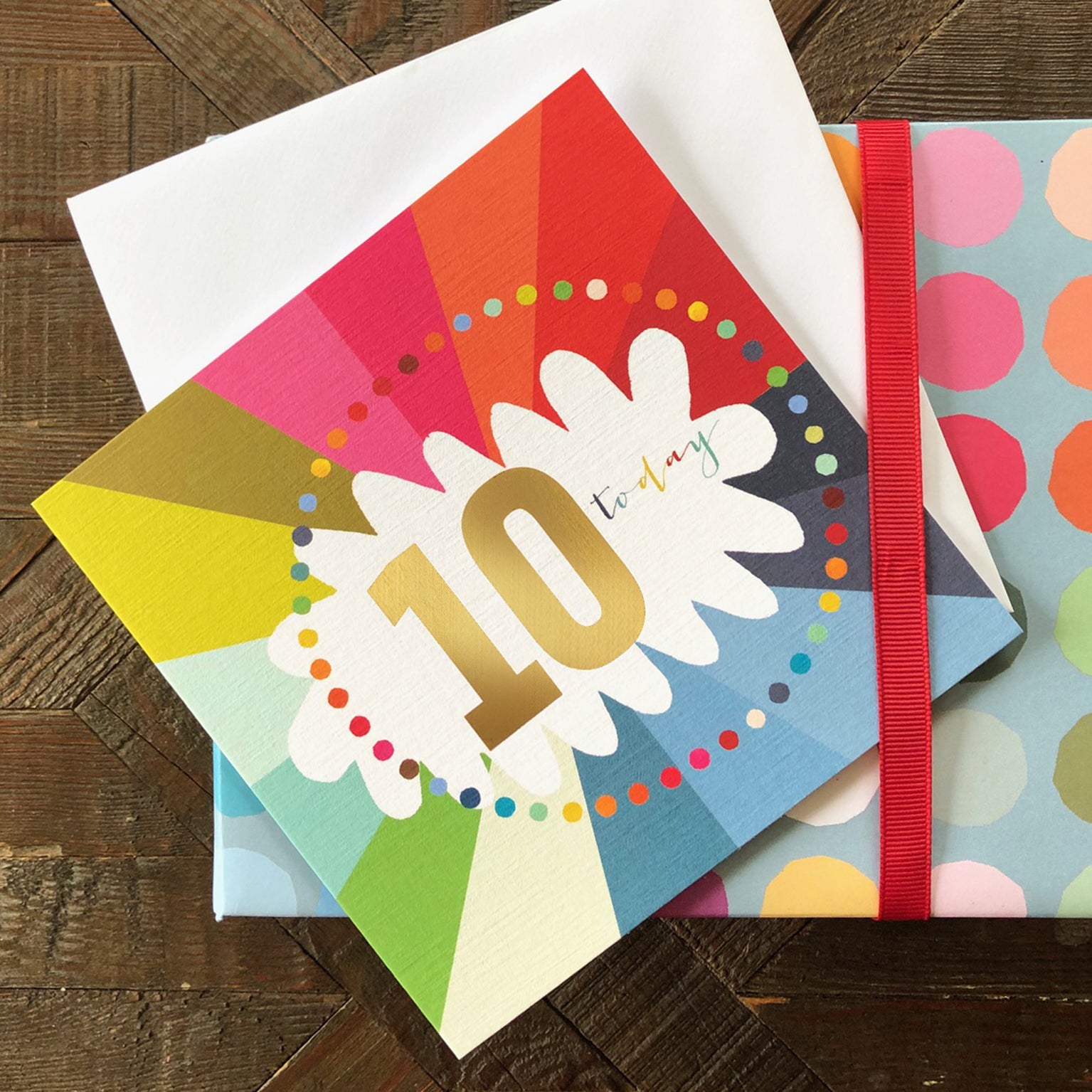 GC10 colourful cloud 10th birthday card