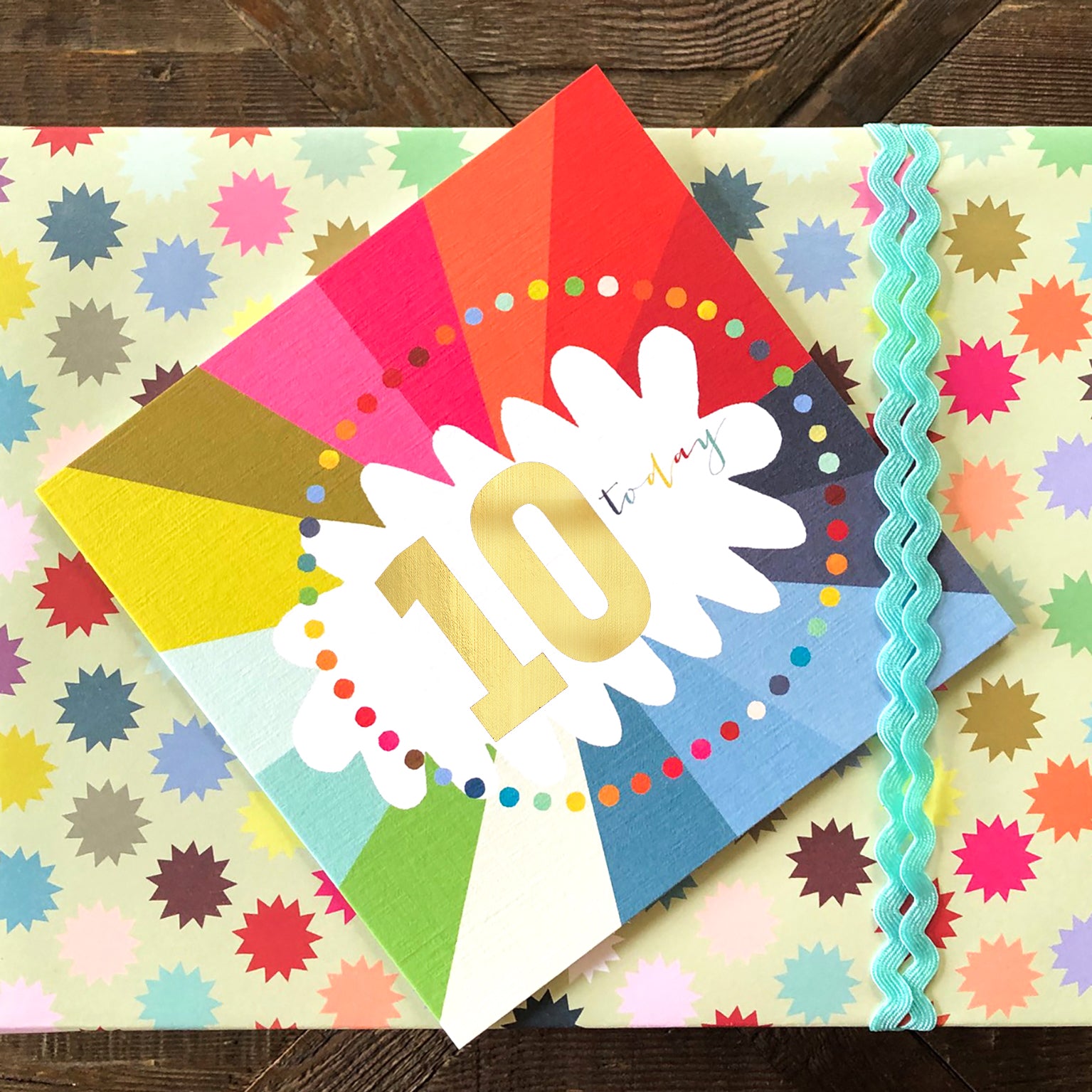 GC10 colourful cloud 10th birthday card